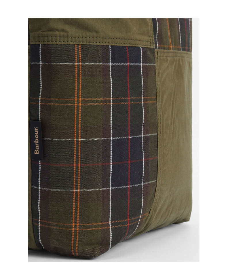 Shop Barbour Transport Patchwork Tote Bag In Green
