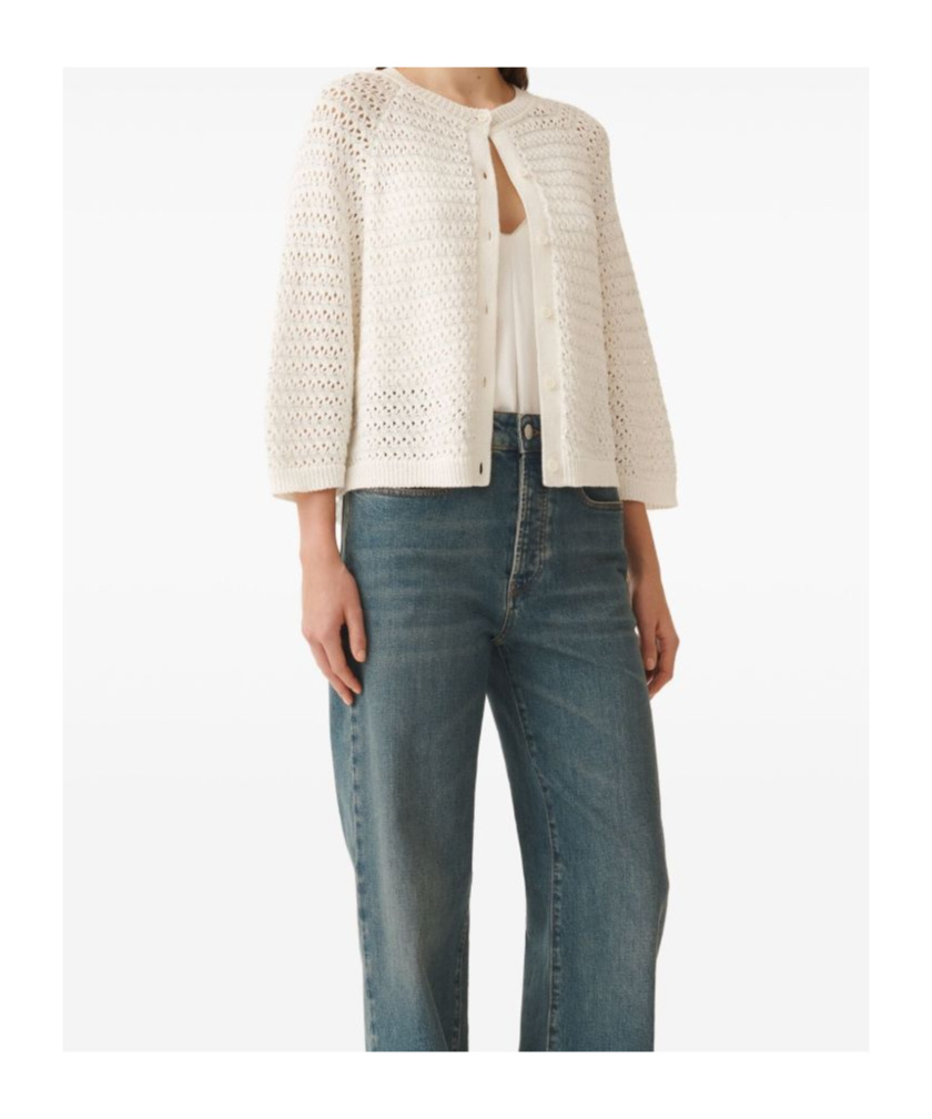 Fabiana Filippi Cotton Open Cape With Sequins In White