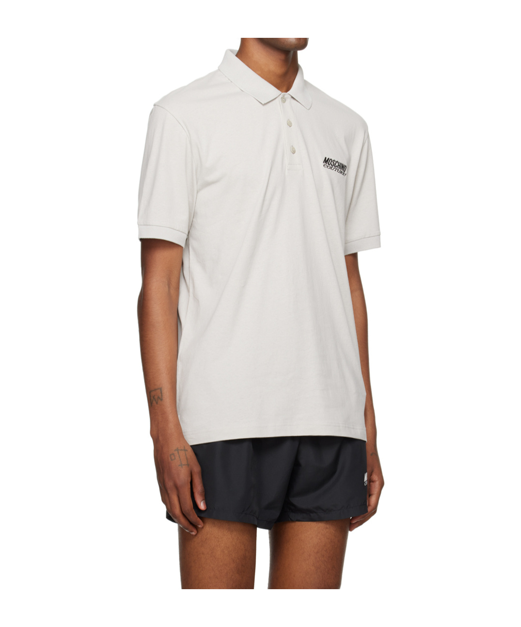 Moschino Short-sleeved Embroidered Polo Shirt In White