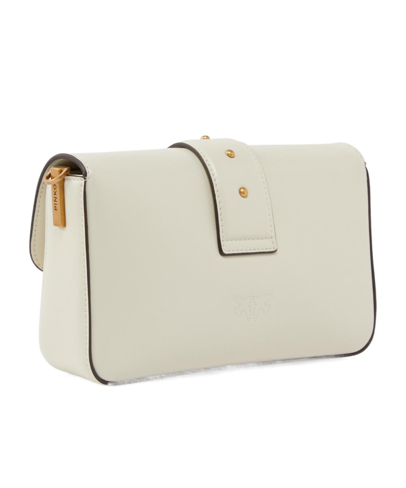 Pinko Mini Love Bag Slouchy Shoulder Bag In Leather With Two Straps In White
