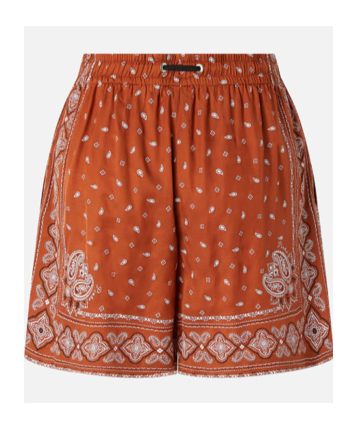 Pinko Viscose Shorts With Bandana Print In Brown