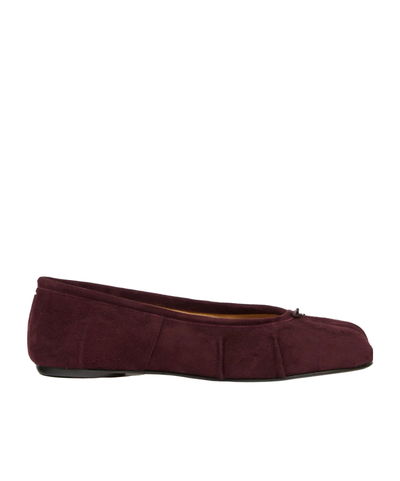 Maison Margiela Split Toe Suede Ballerina Shoes With Bow In Brown