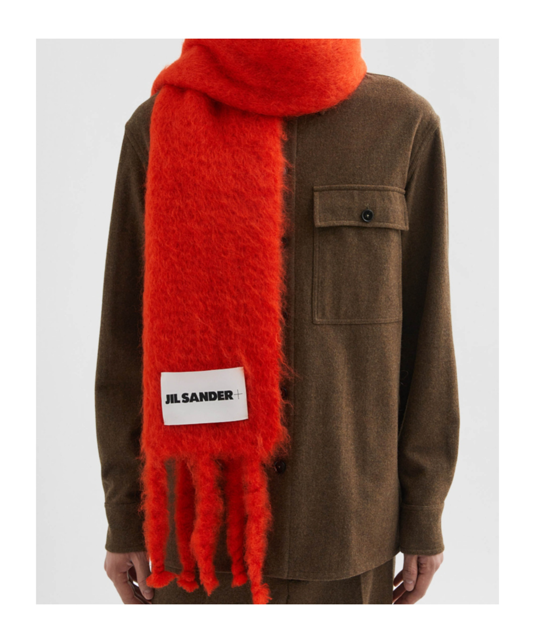 Jil Sander Logo Scarf Featuring Fringed Ends