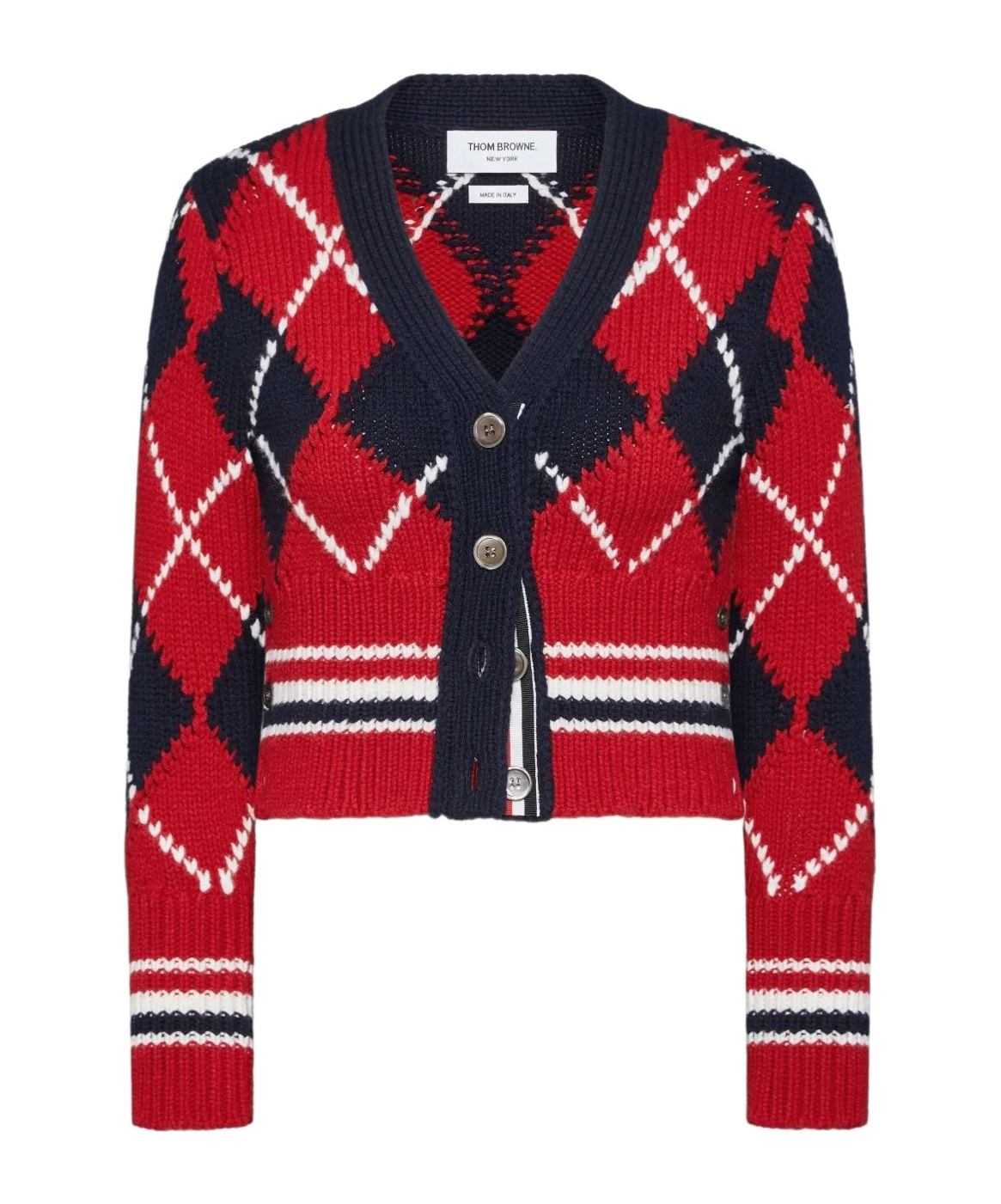 Thom Browne Long-sleeved Cardigan In Red