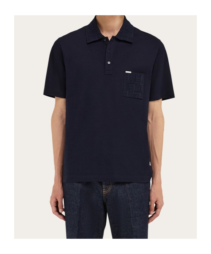 Ferragamo Short-sleeved Polo Shirt In Blue