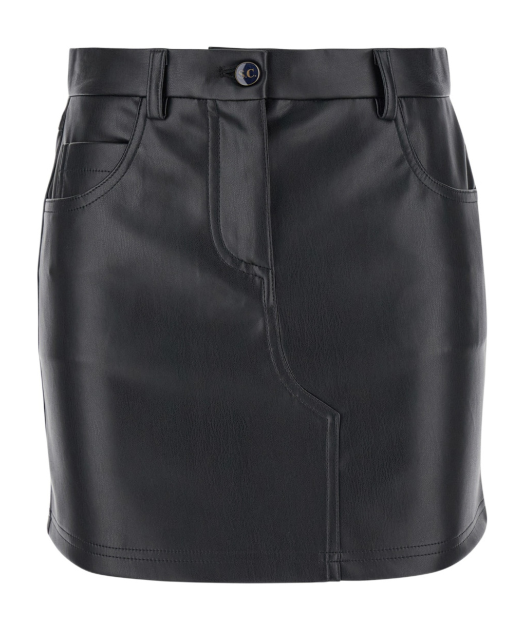 Semicouture Faux-leather Mini Skirt In Black