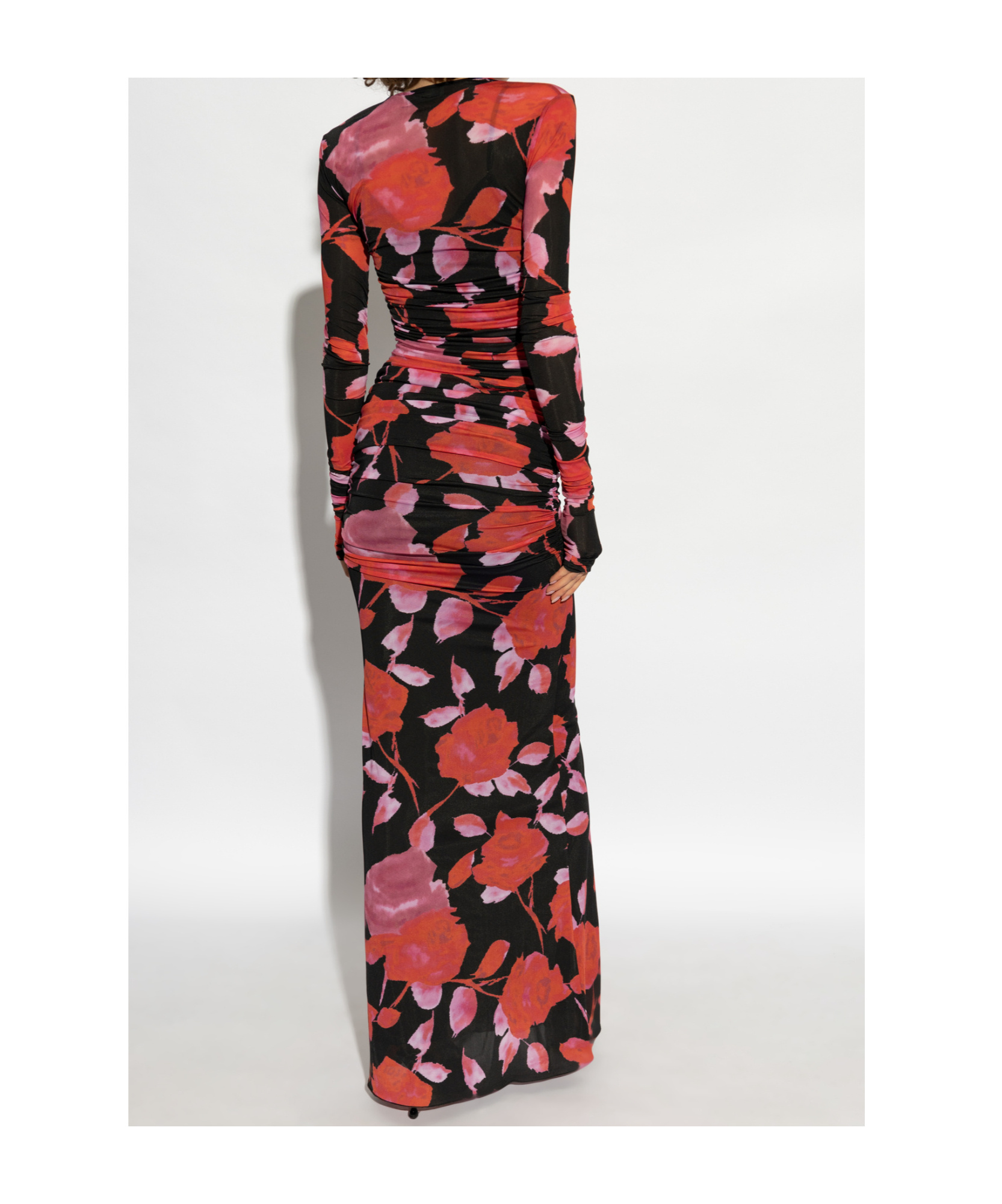 Blumarine Fine Jer Printed Maxi Dress In Black