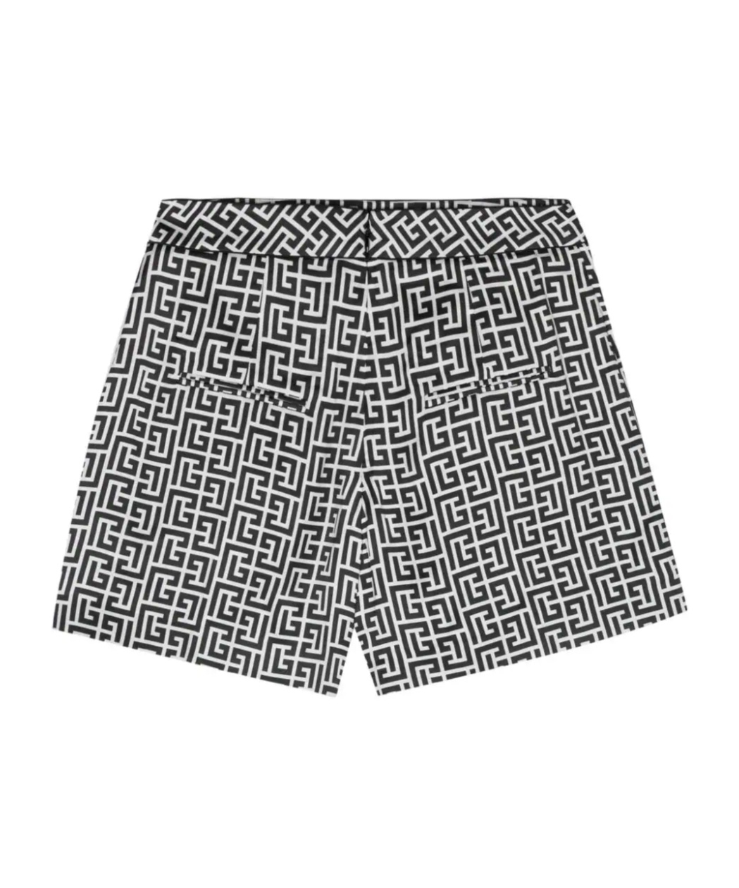 BALMAIN MONOGRAM-PRINT SATIN SHORTS