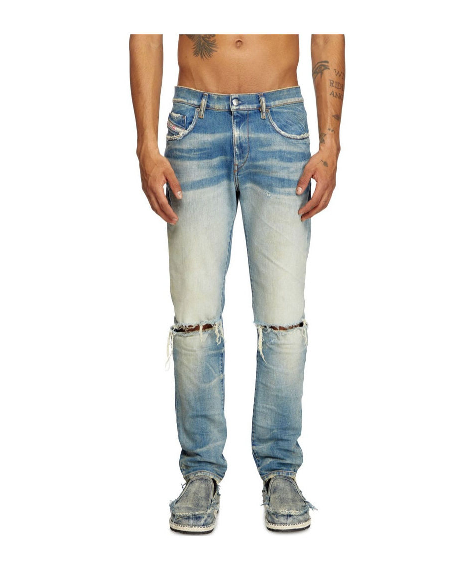 Diesel Powder Blue Tapered Jeans With Classic Five-pocket Design | ModeSens
