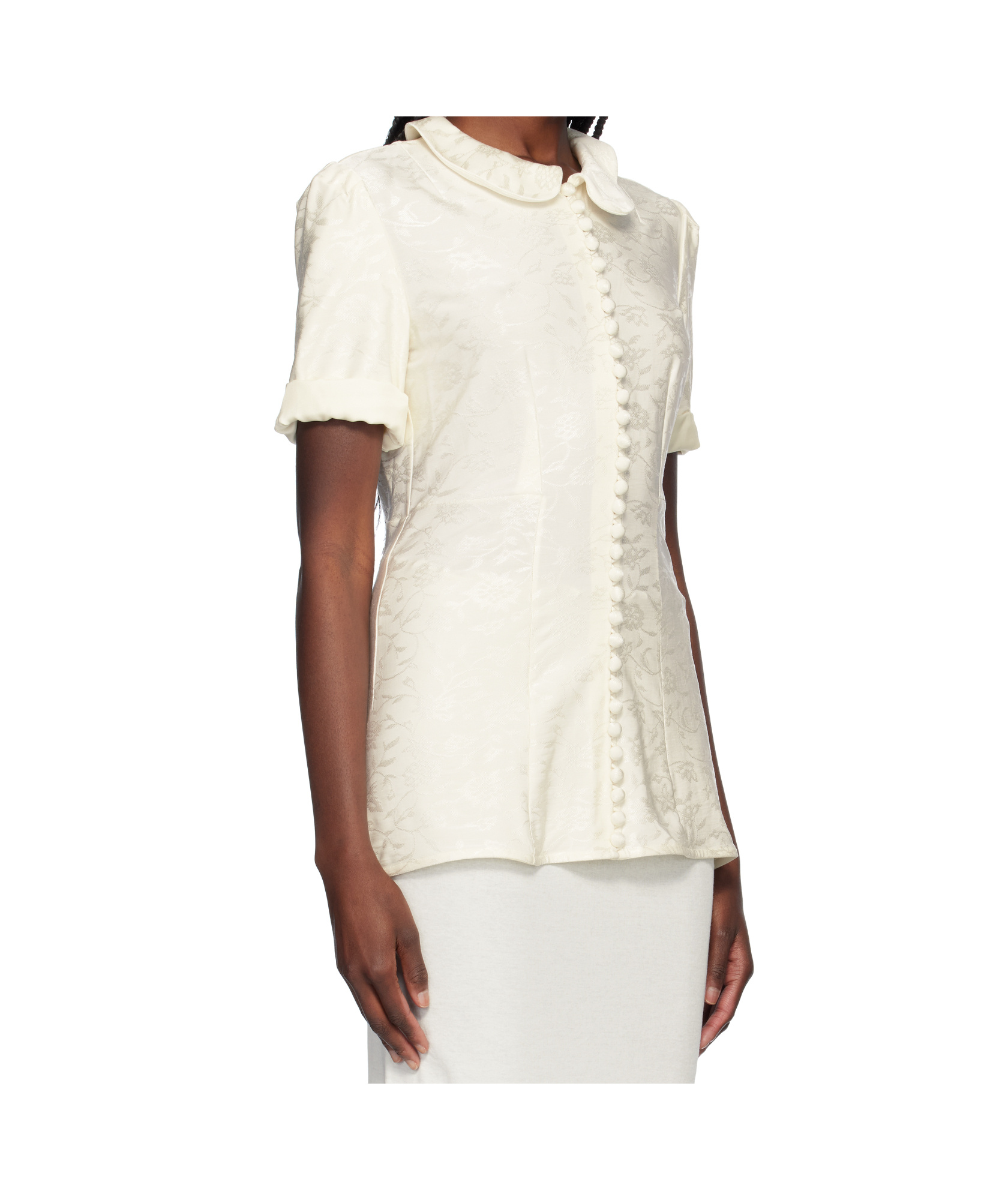 Jil Sander Claudine Collared Short-sleeve Shirt In Off-white