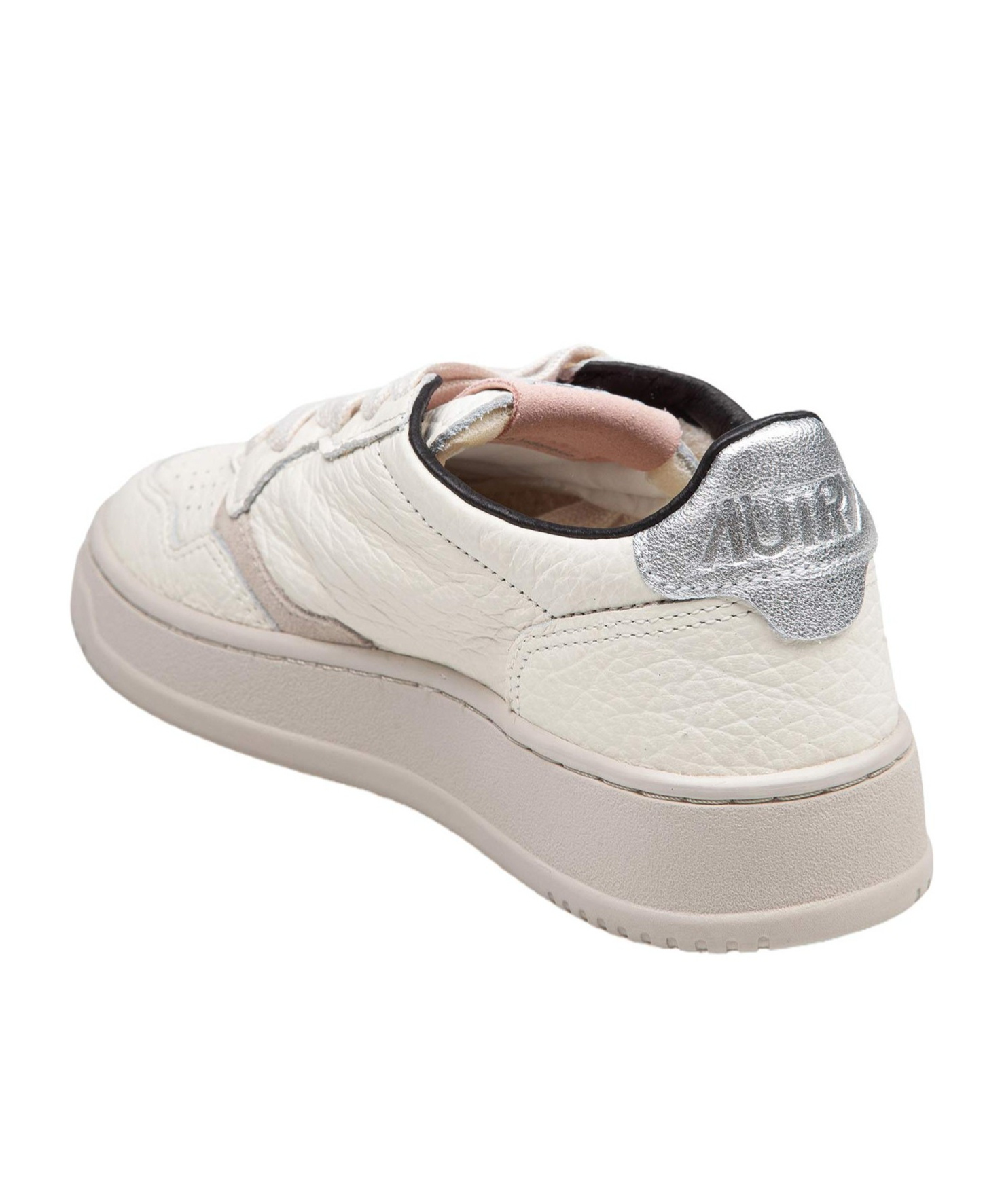 Autry Medalist In White And Silver Leather In White