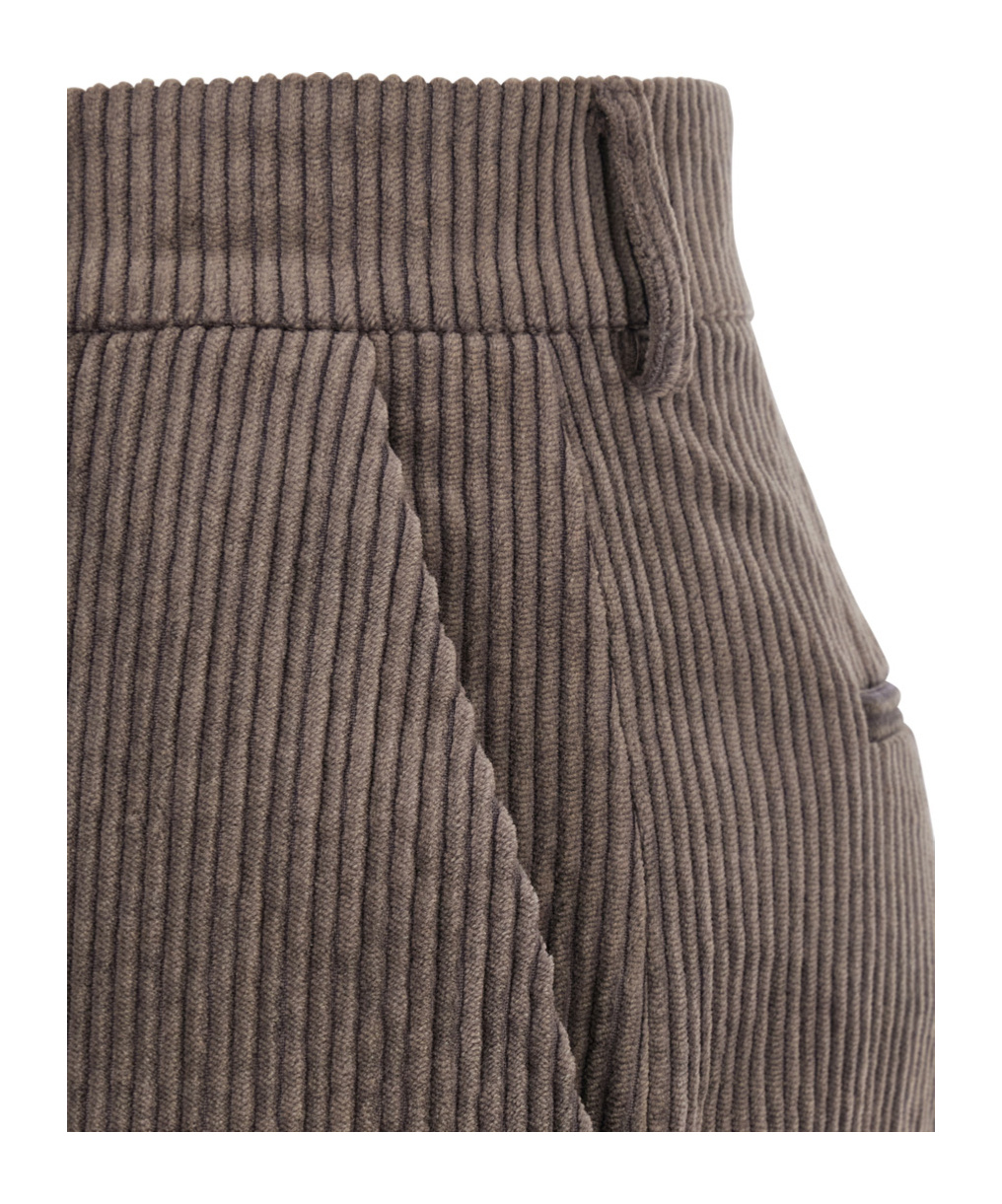 Antonelli Brown Trousers With Belt Loops In Velvet Woman In Brown