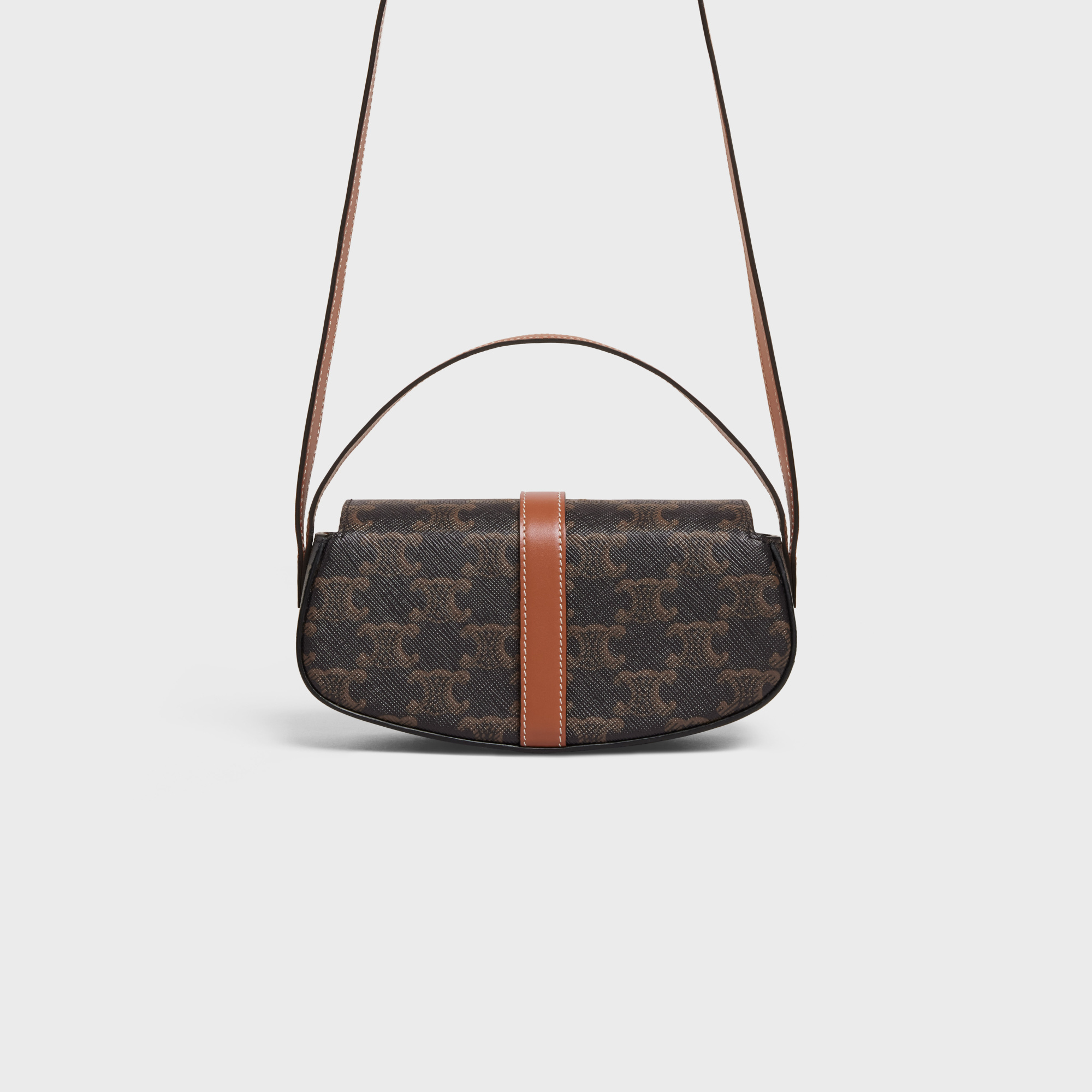 Celine Tabou Triomphe Canvas Logo-printed Shoulder Bag In Brown
