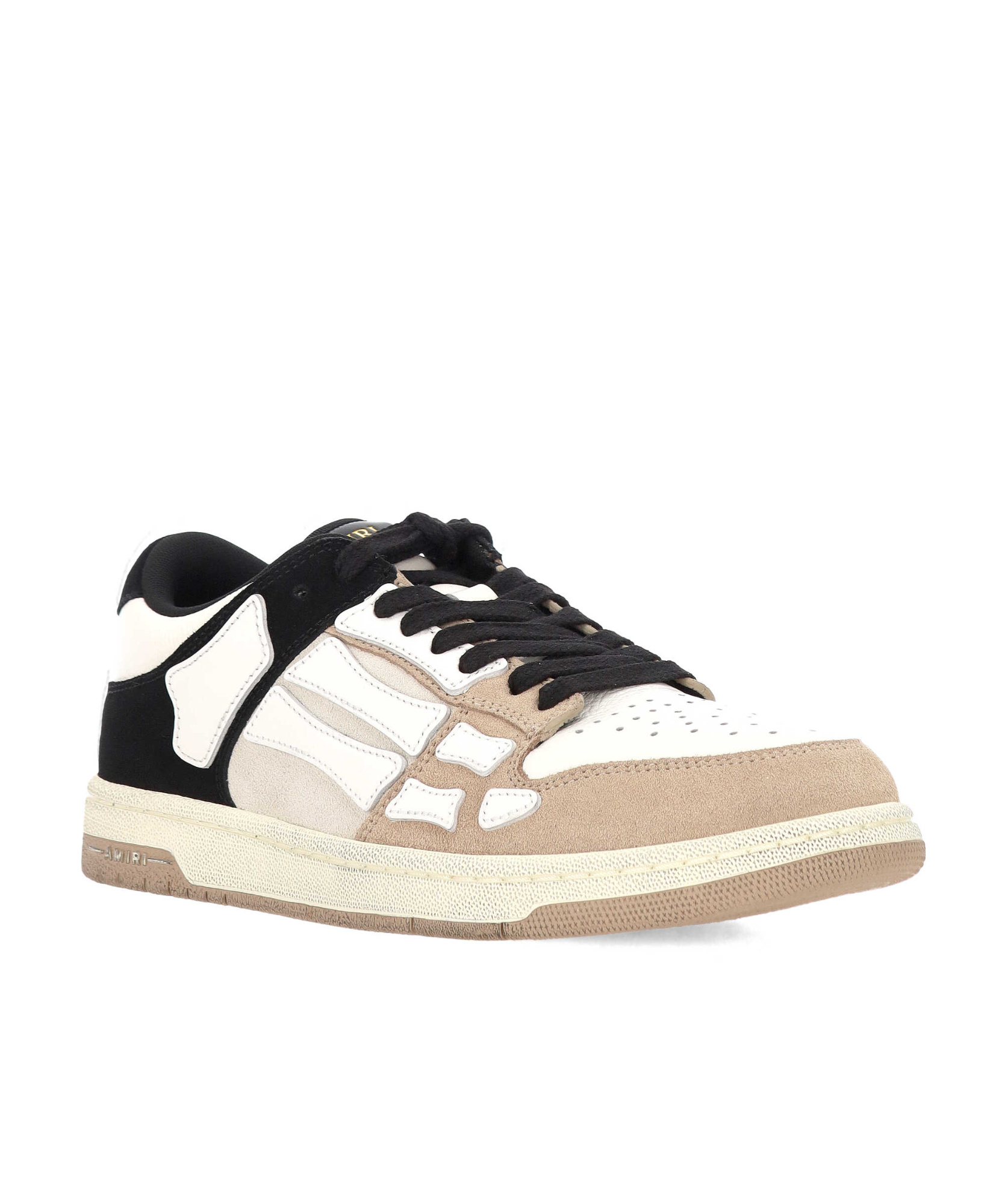 Amiri Skel Top Low Panelled Suede Sneakers In Neutral