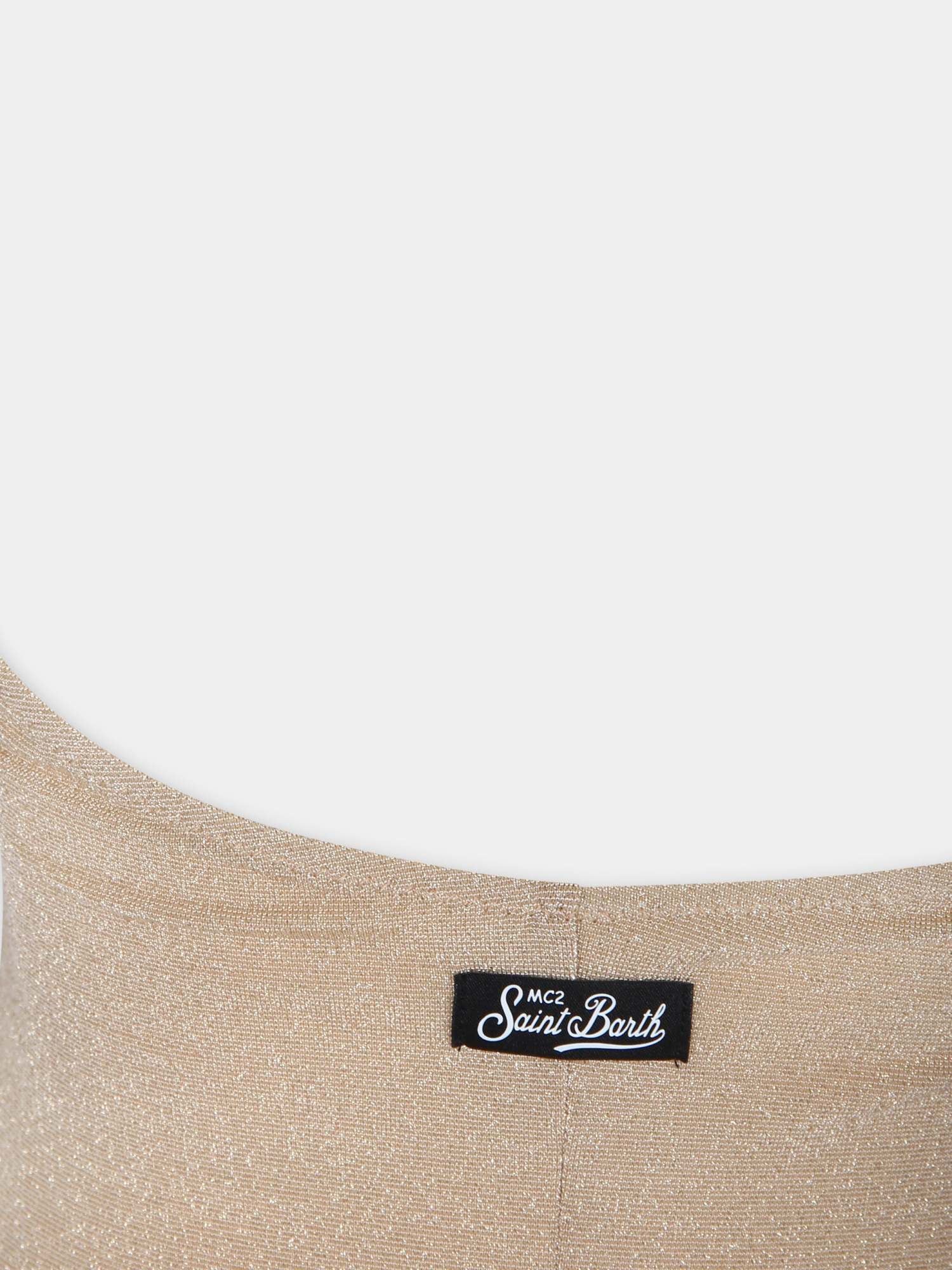 Shop Mc2 Saint Barth Kinsley Lurex-detail Swimsuit In Nude