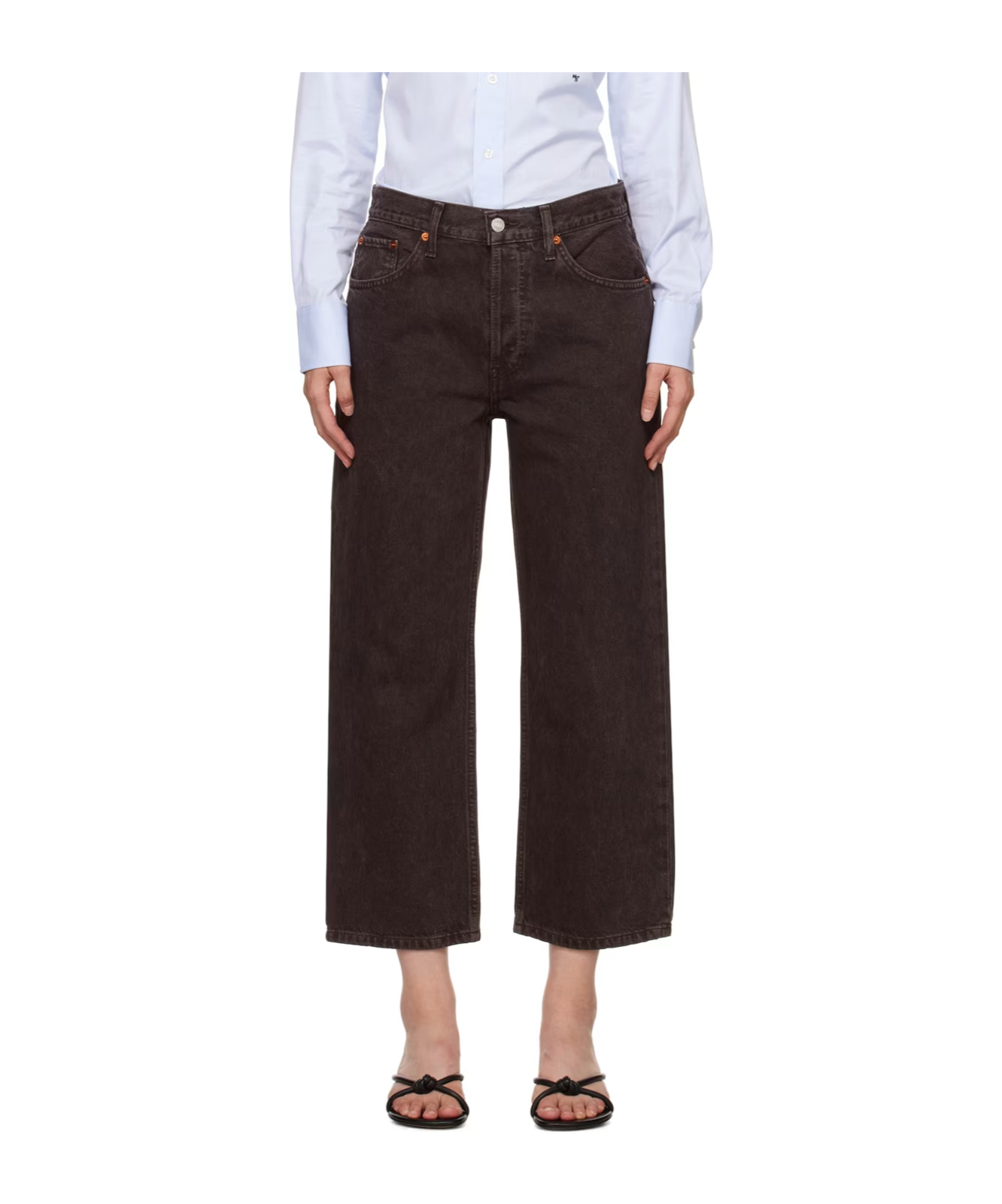 Re/done Mid-rise Wide-leg Jeans In Black