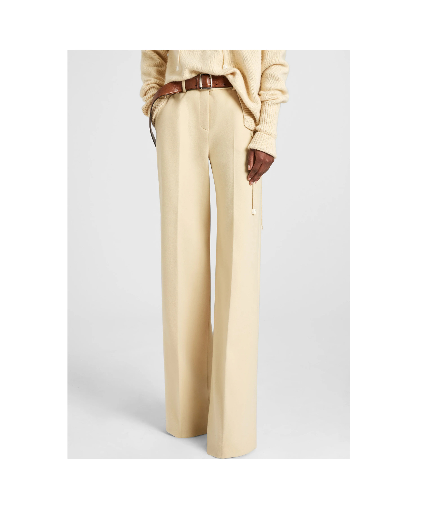 Ermanno Scervino Palazzo Trousers In Virgin Wool In Brown