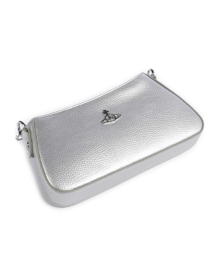 Vivienne Westwood Tasha Crocodile-effect Leather Shoulder Bag In Silver