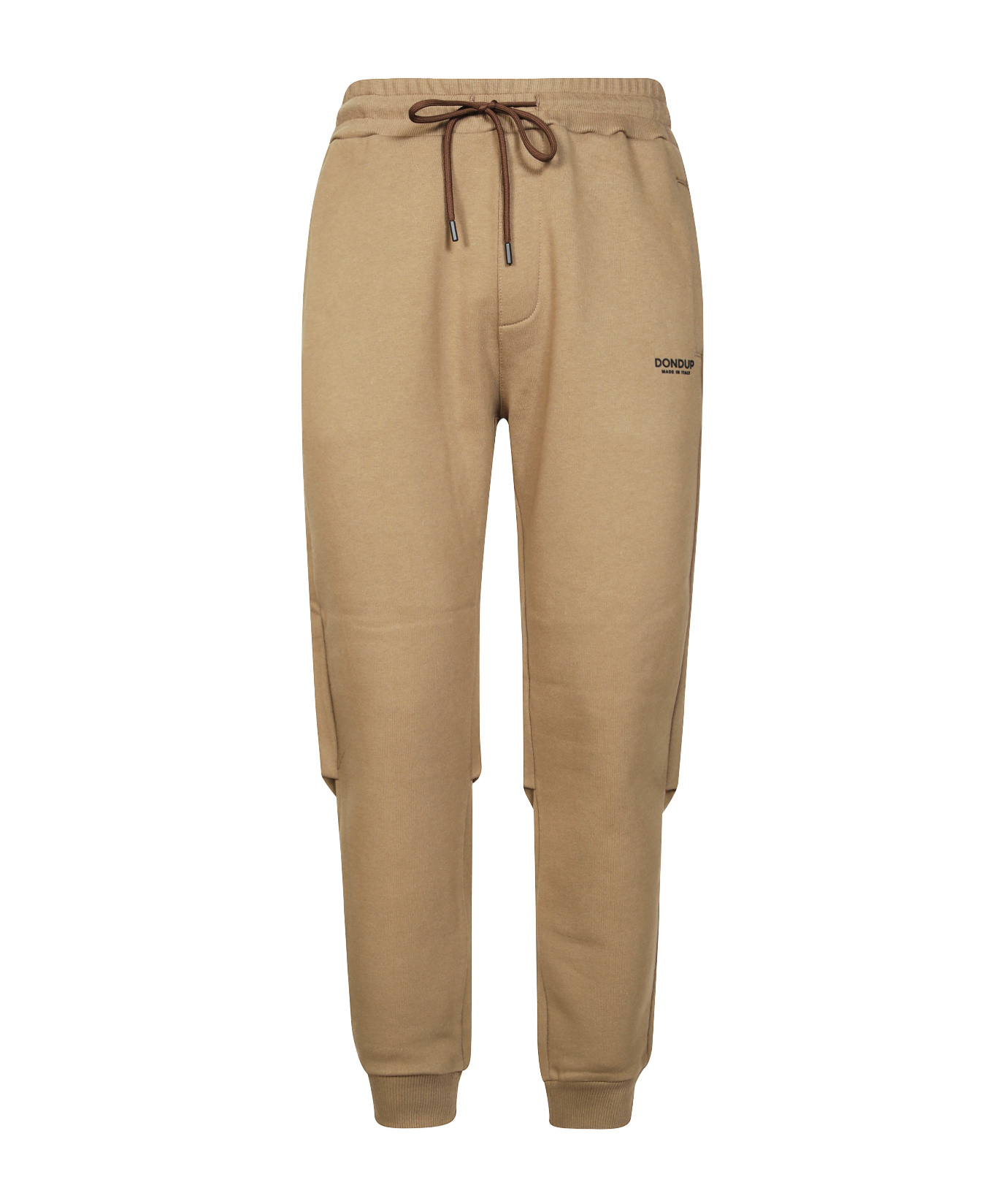 Dondup Relaxed Fit Brown Pants With Adjustable Waistband And Ribbed Cuffs In Brown