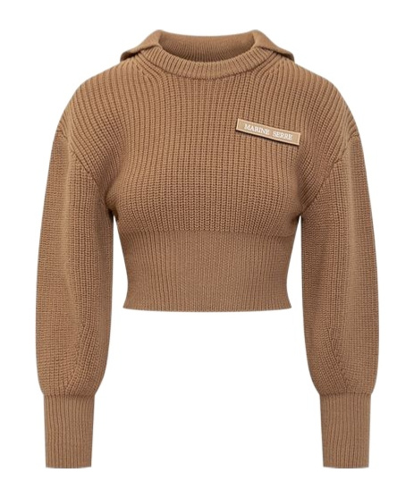 Marine Serre Half Cardigan Knit Sailor Sweater In Brown