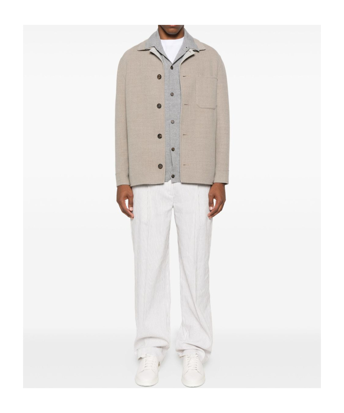 Eleventy Button-fastening Patch-pocket Jacket In Neutral