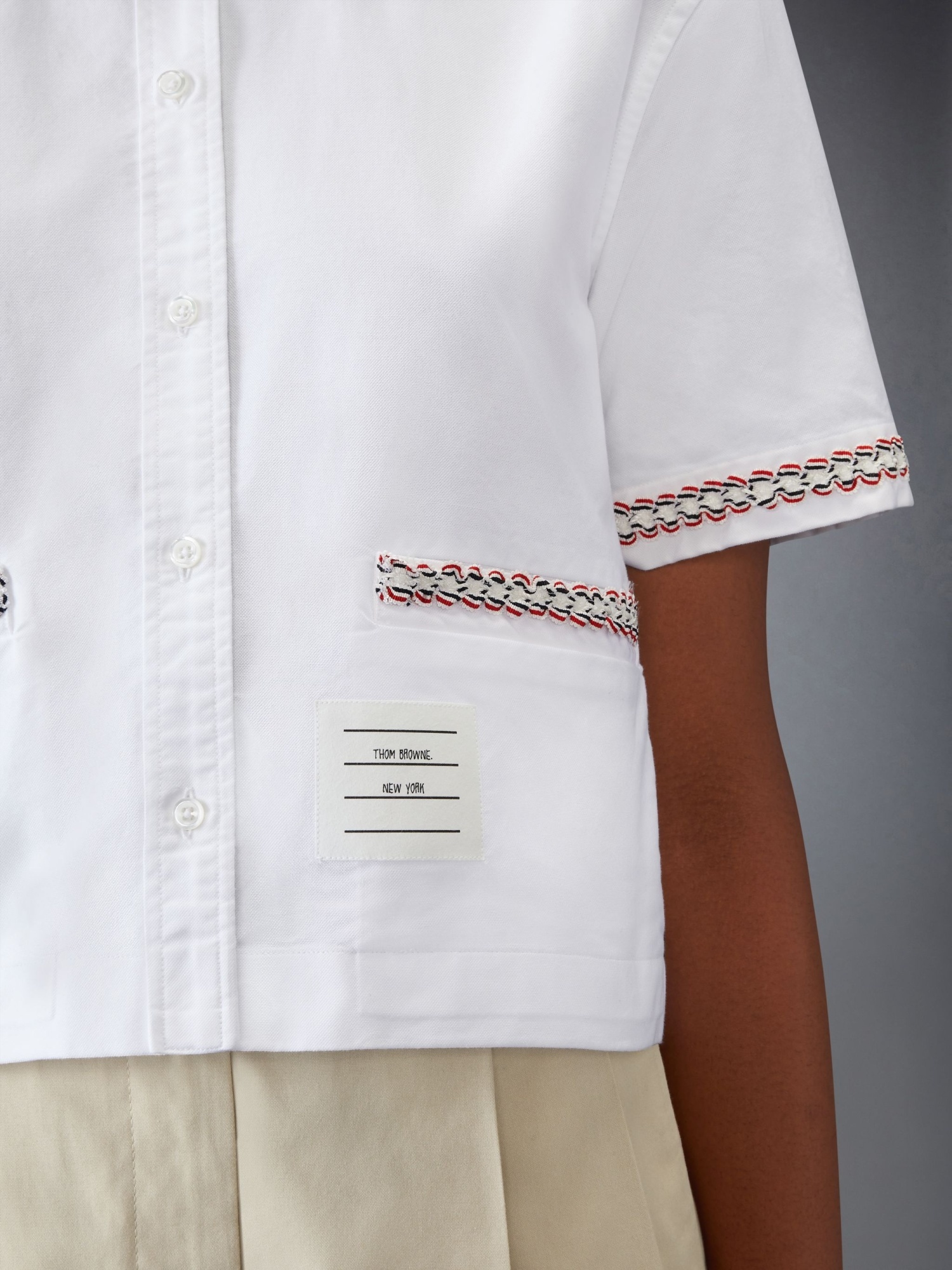 Thom Browne Drop-back Cropped Shirt In White