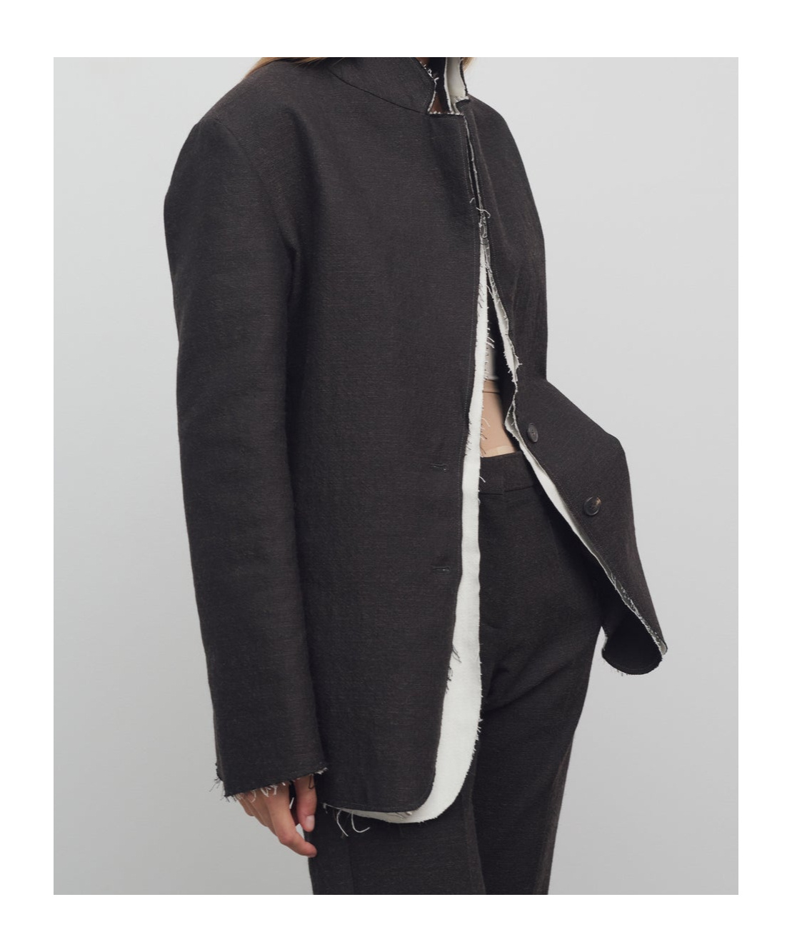 The Row Lysandre Raw-edge Cotton-wool Blazer In Black