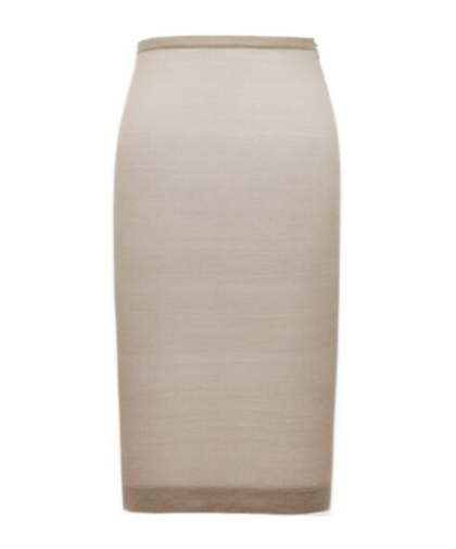 Saint Laurent Gonna A Matita In Seta In Nude