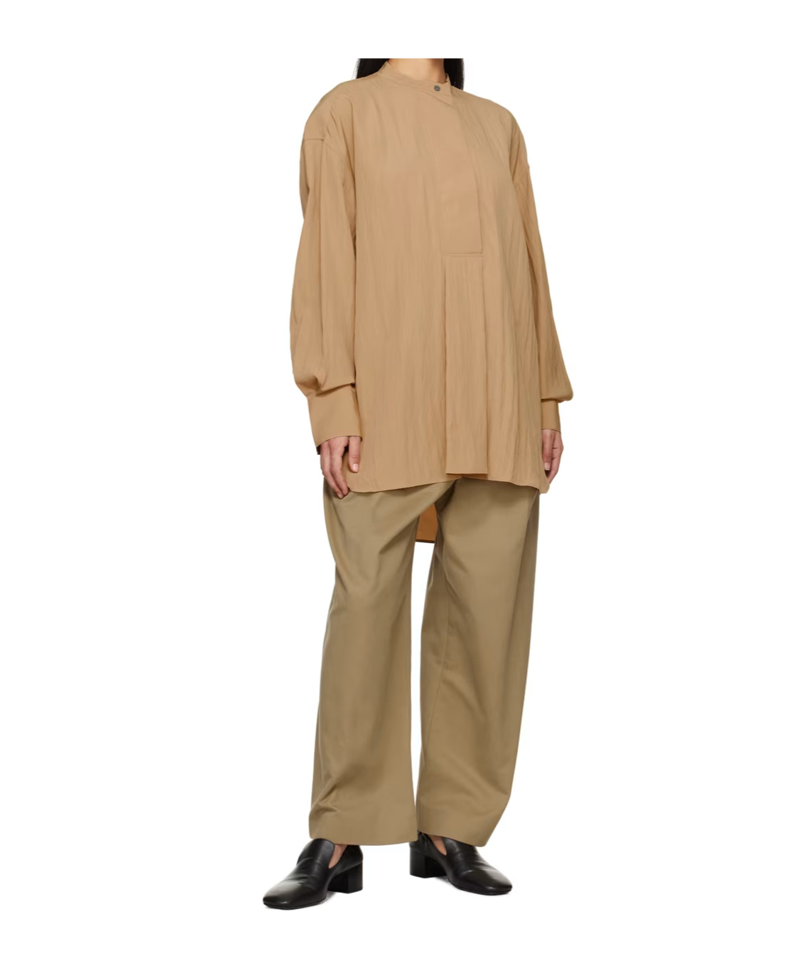 Studio Nicholson Stand-collar Long-sleeved Shirt In Nude