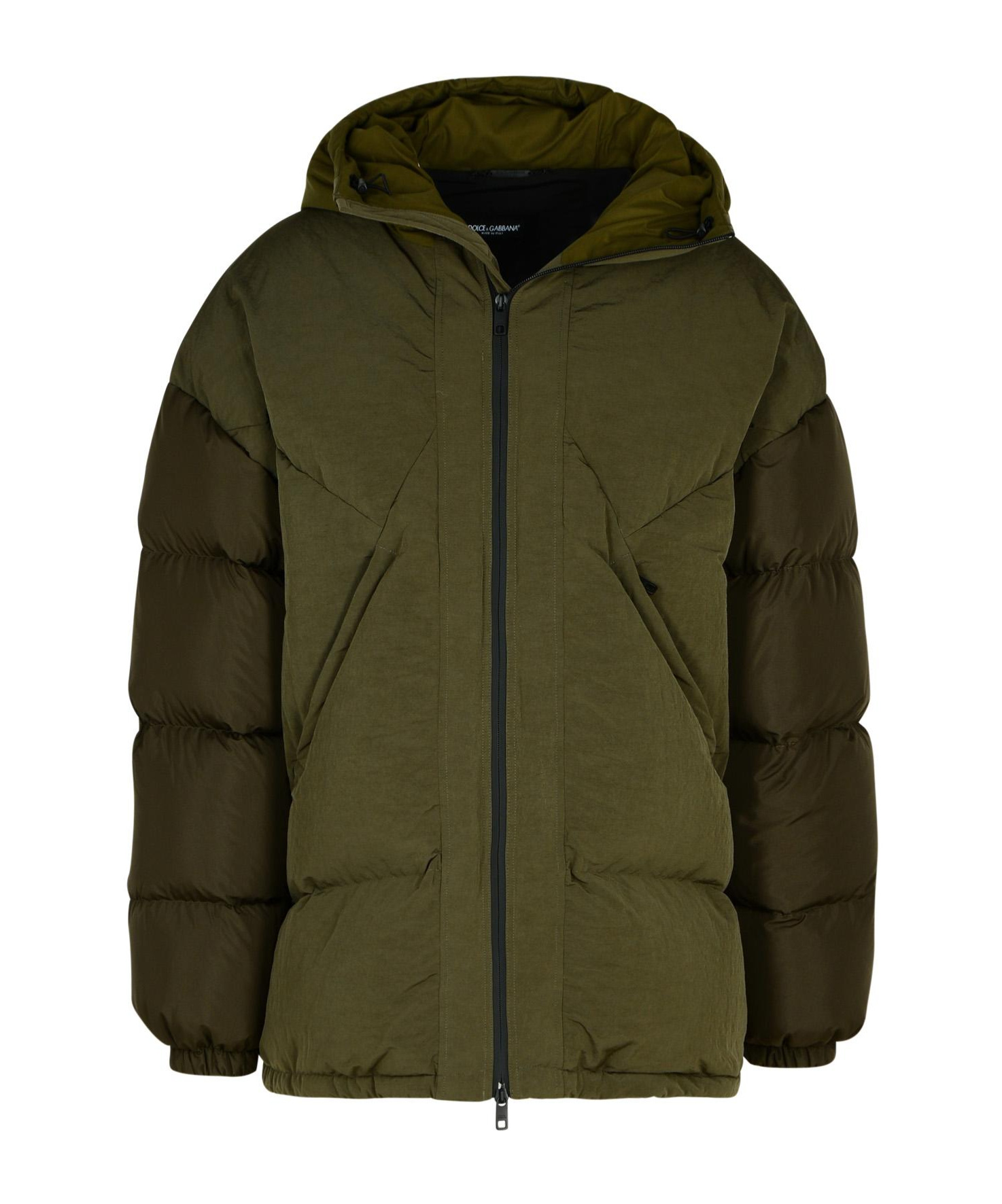 Dolce & Gabbana Quilted Cotton Blend Down Jacket In Green