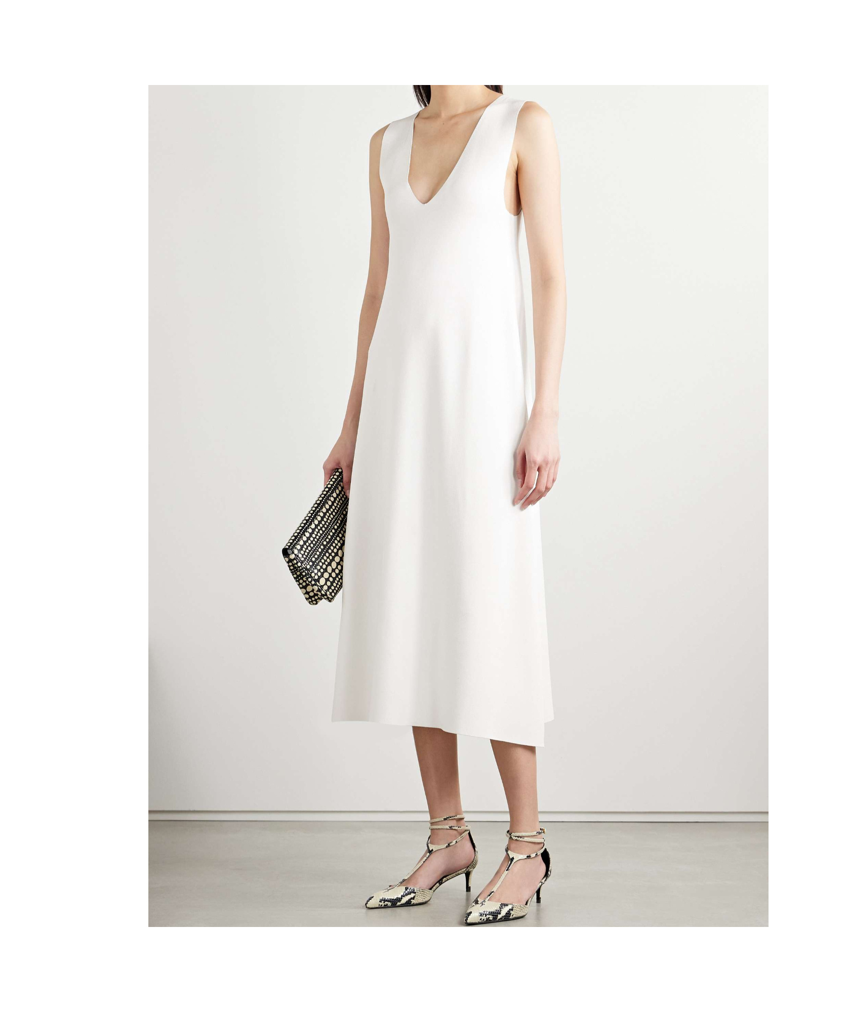 Khaite Keran Stretch-knit Midi Dress In White