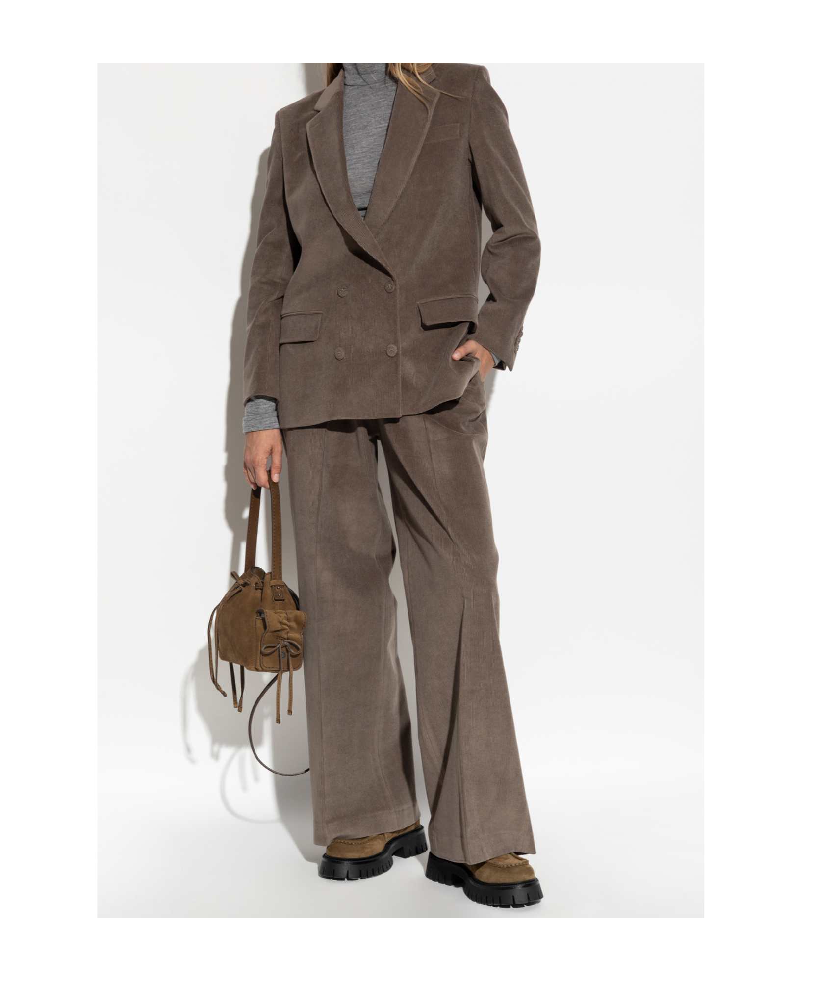 Officine Generale Corduroy Wide-leg Trousers In Brown
