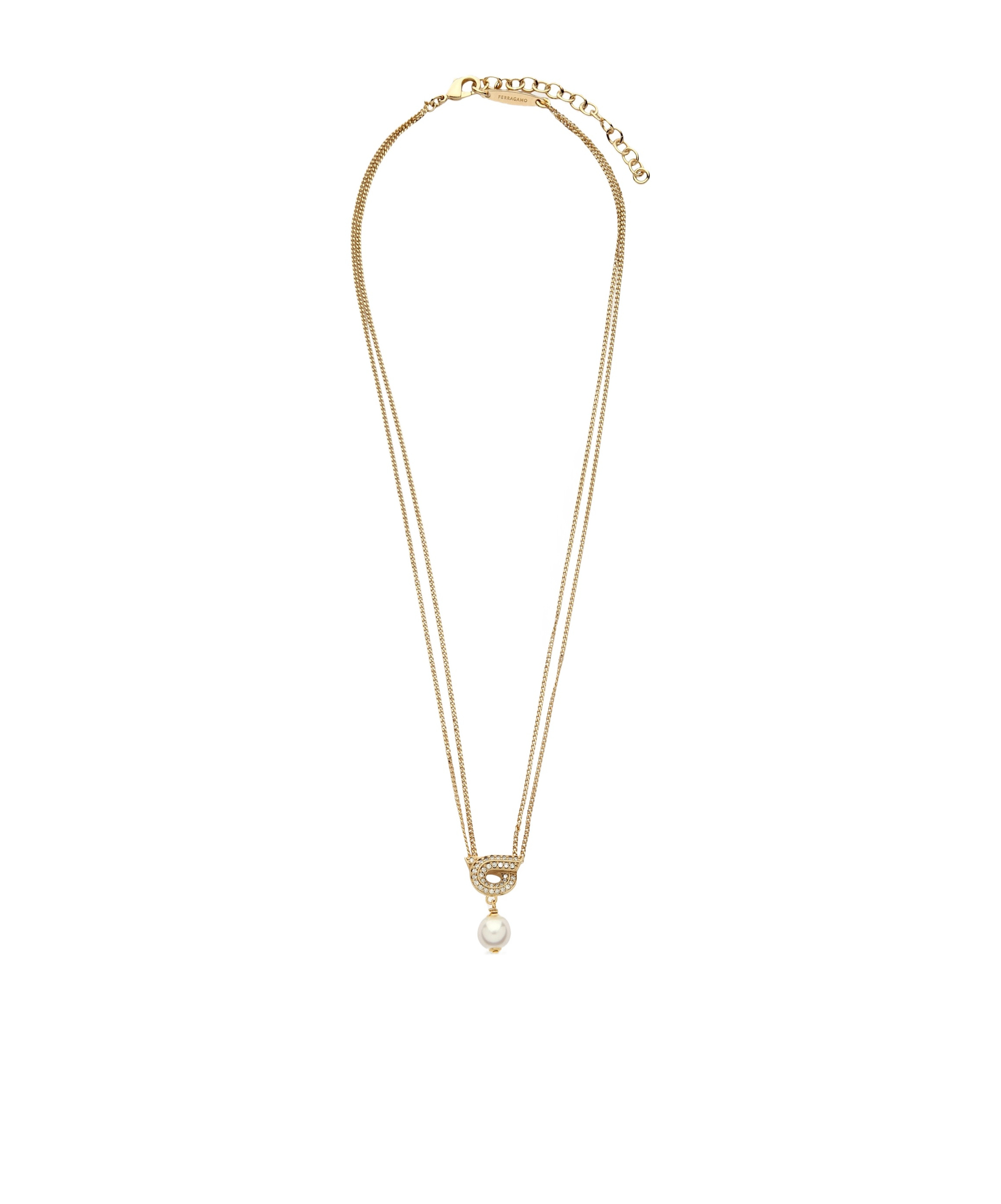 Ferragamo Salvatore  Pearl Pendant Necklace In Yellow