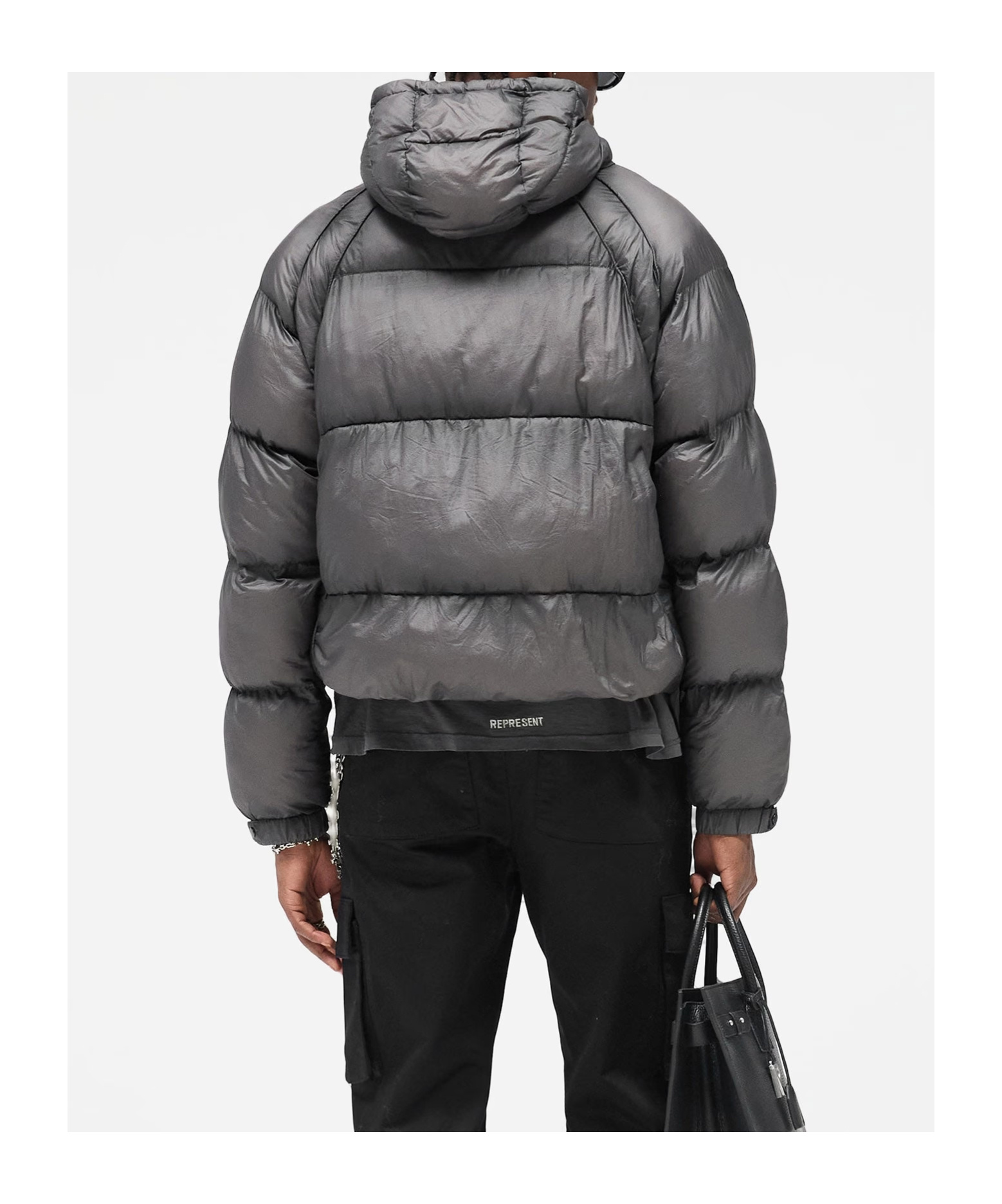 Represent Down Jacket With Logo In Black