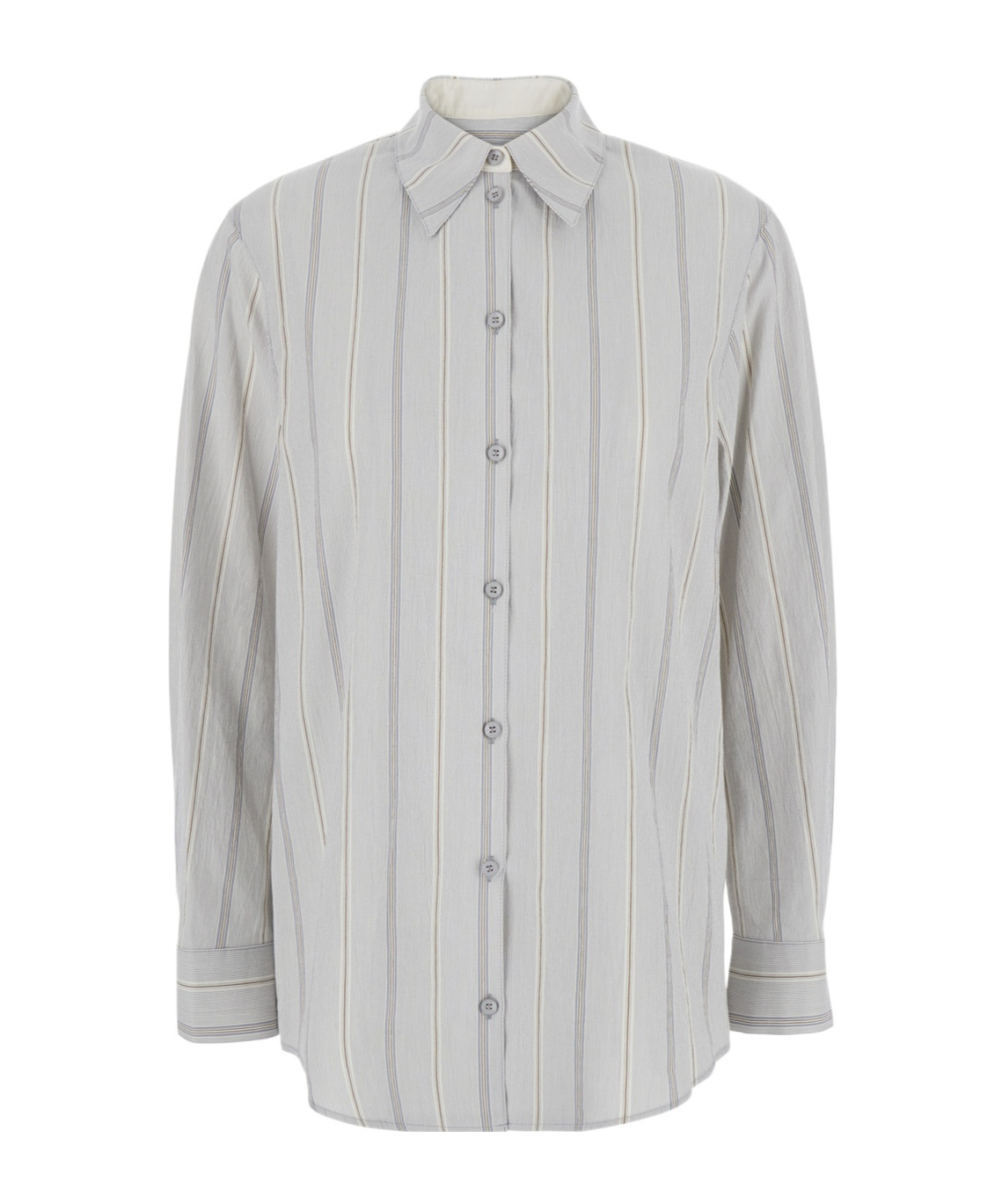 Low Classic Stripe Shirt With Button-down Front In Gray