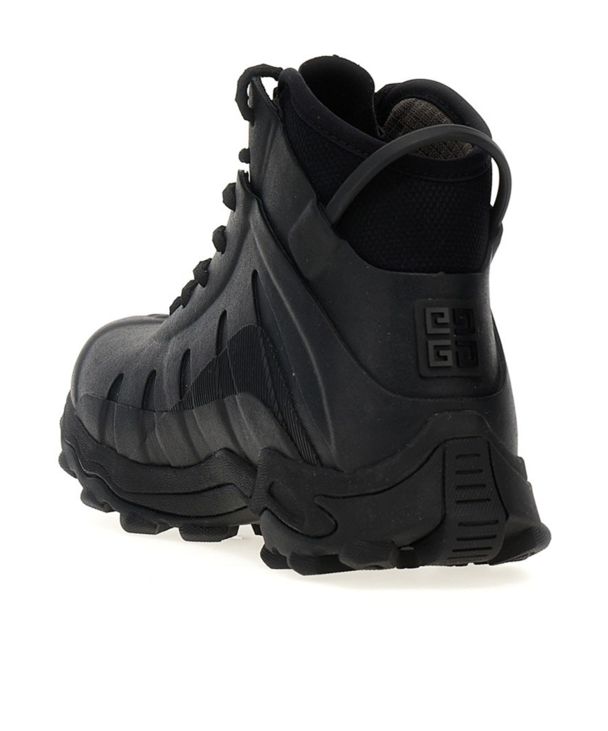 Shop Givenchy Bogs Lace Up Boots In Rubber And Neoprene In Black