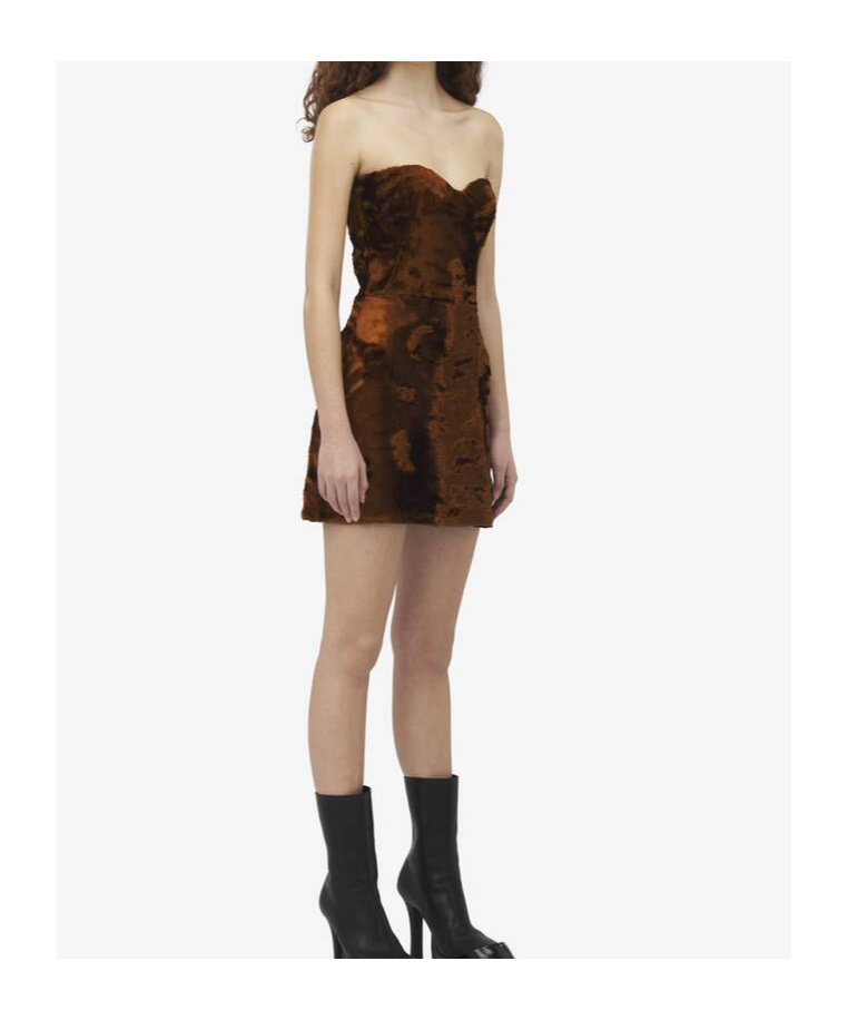 Alexander Mcqueen Tube Top Dress In Brown