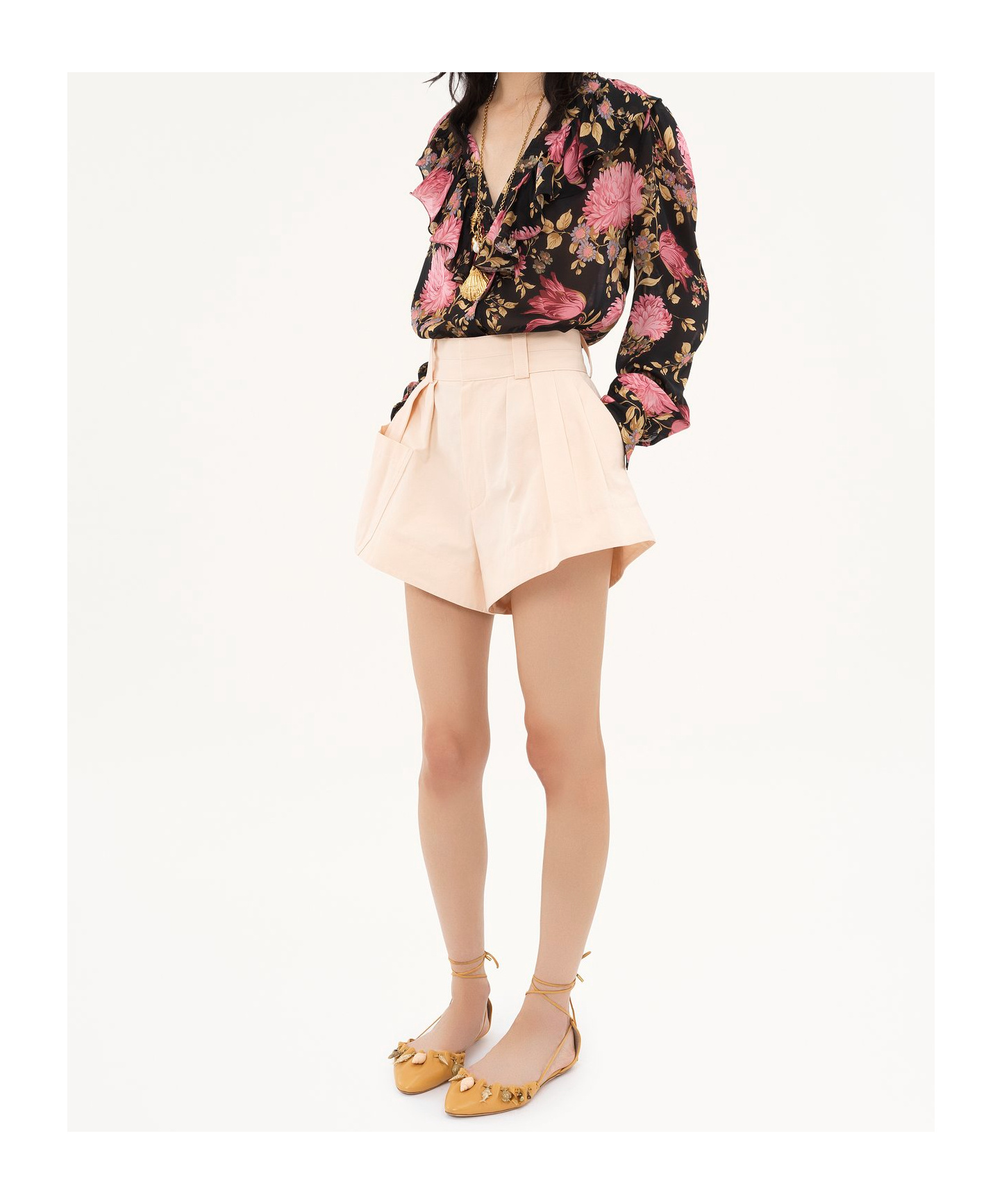 Shop Chloé Cotton-canvas Shorts In Cowardly Pink