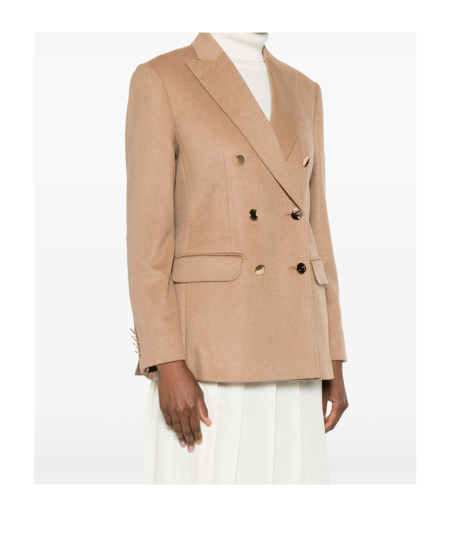 Max Mara Double-breasted Wool Jacket Back Vent In Pink