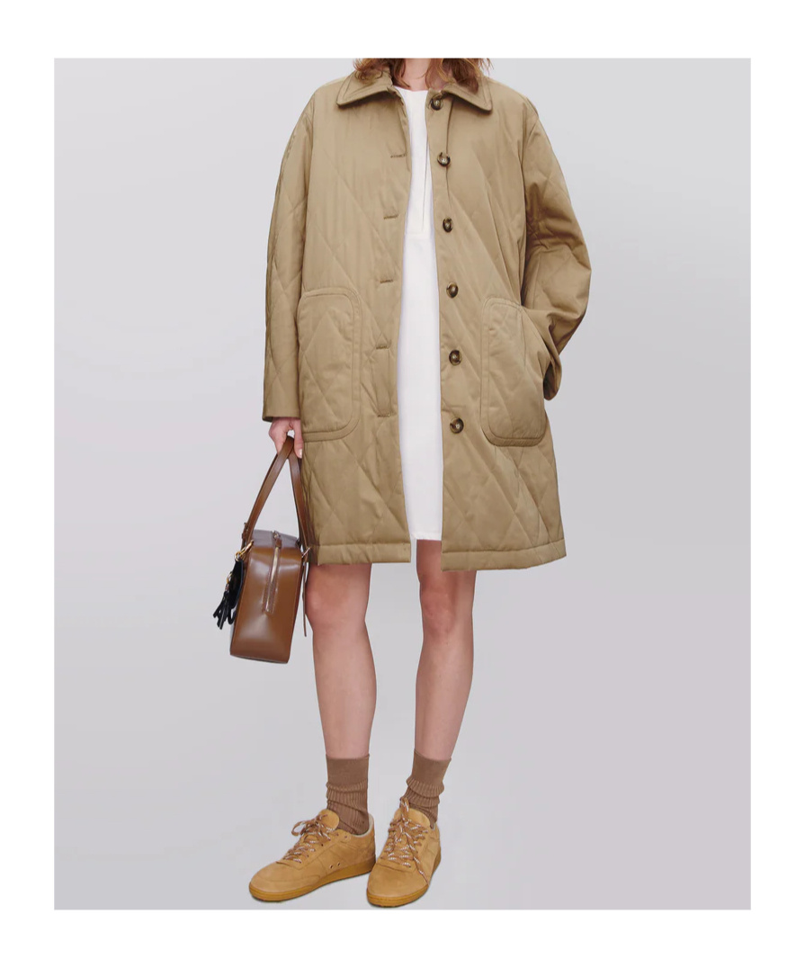 Apc Malia Quilted Buttoned Coat In Brown
