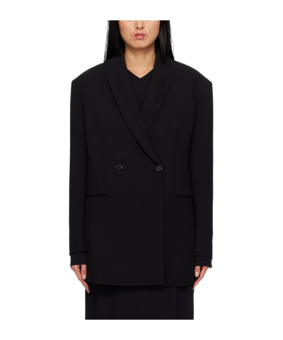 The Row Lapel Long-sleeved Suit Jacket In Black