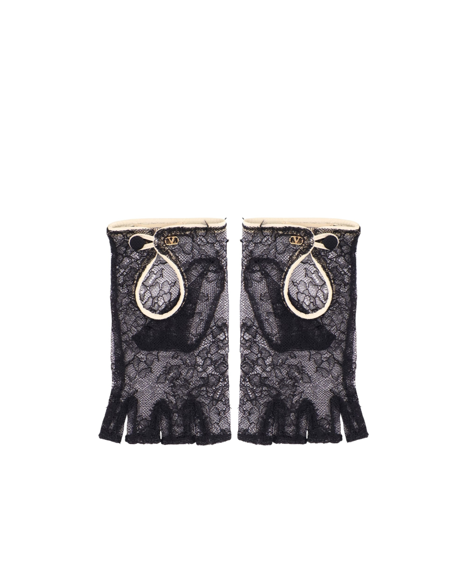 Valentino Lace Gloves In Black