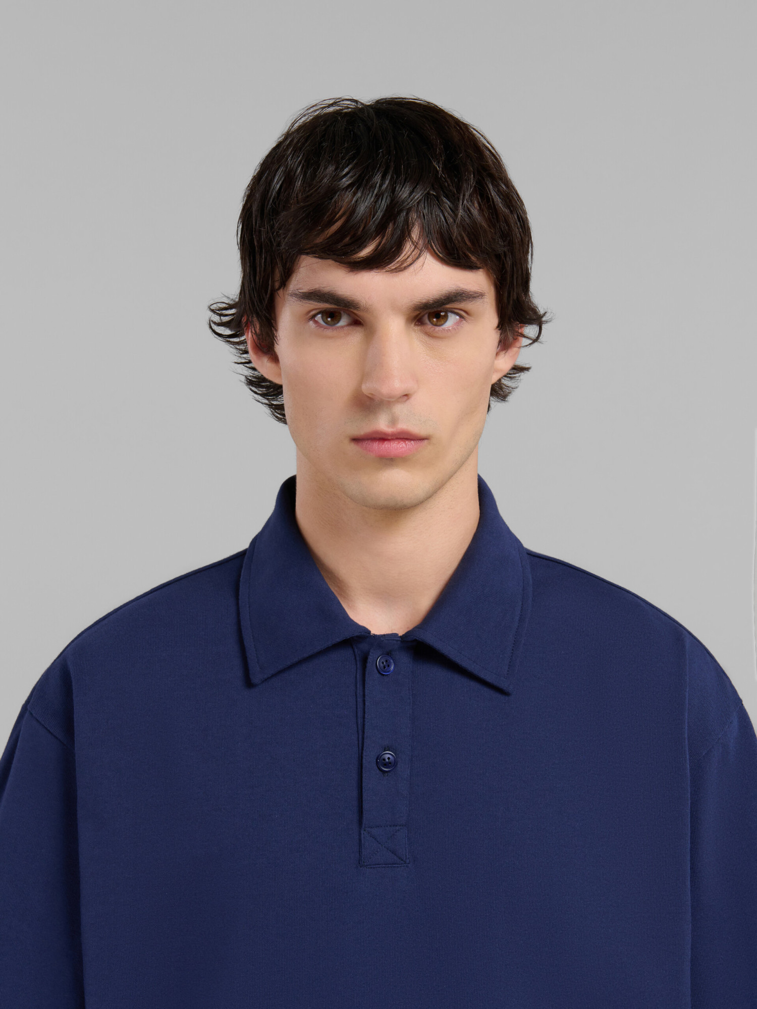 Marni Logo-patch Cotton Polo Shirt In Blue