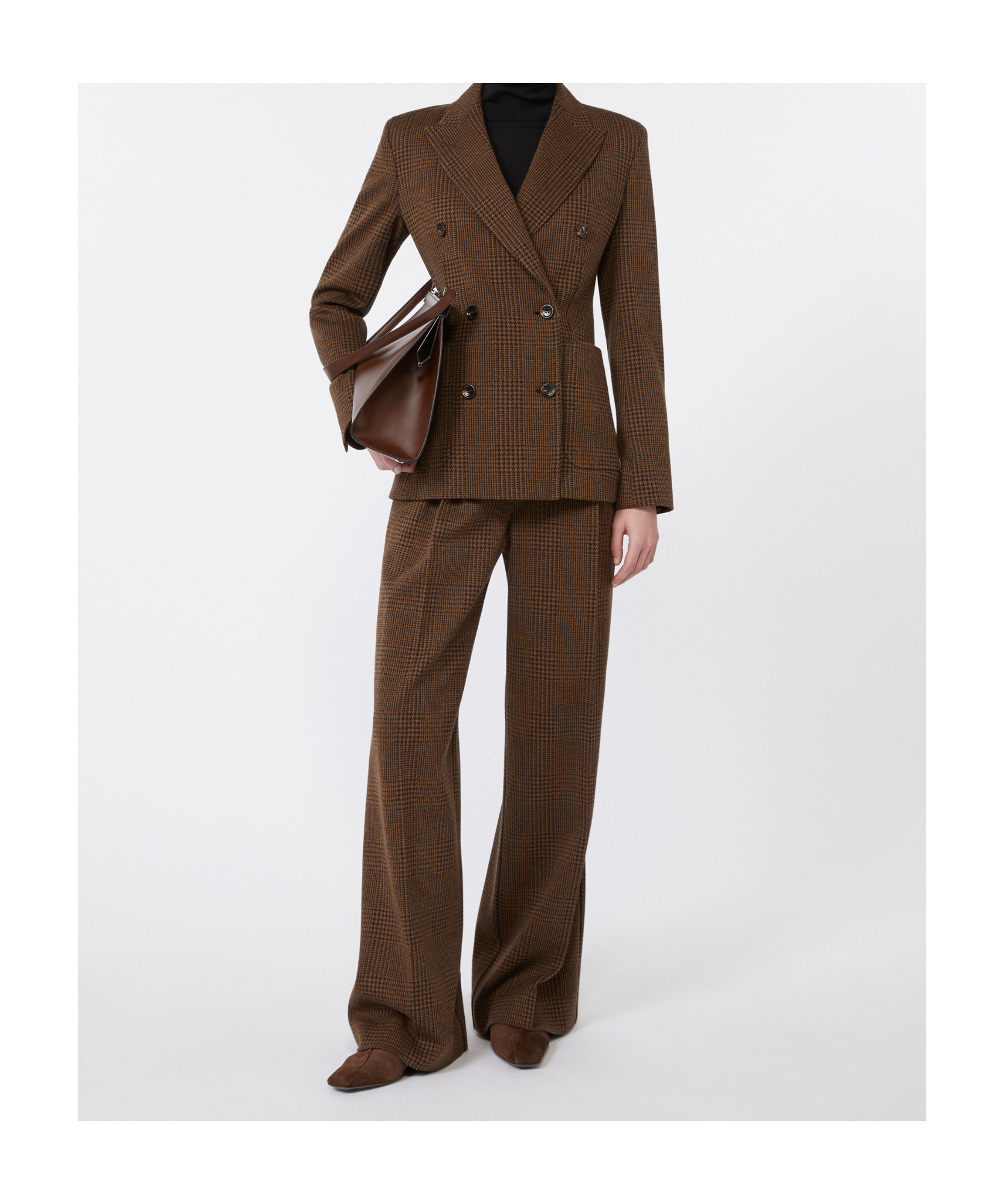 Max Mara Patterned Cotton And Wool Jersey Trousers In Brown