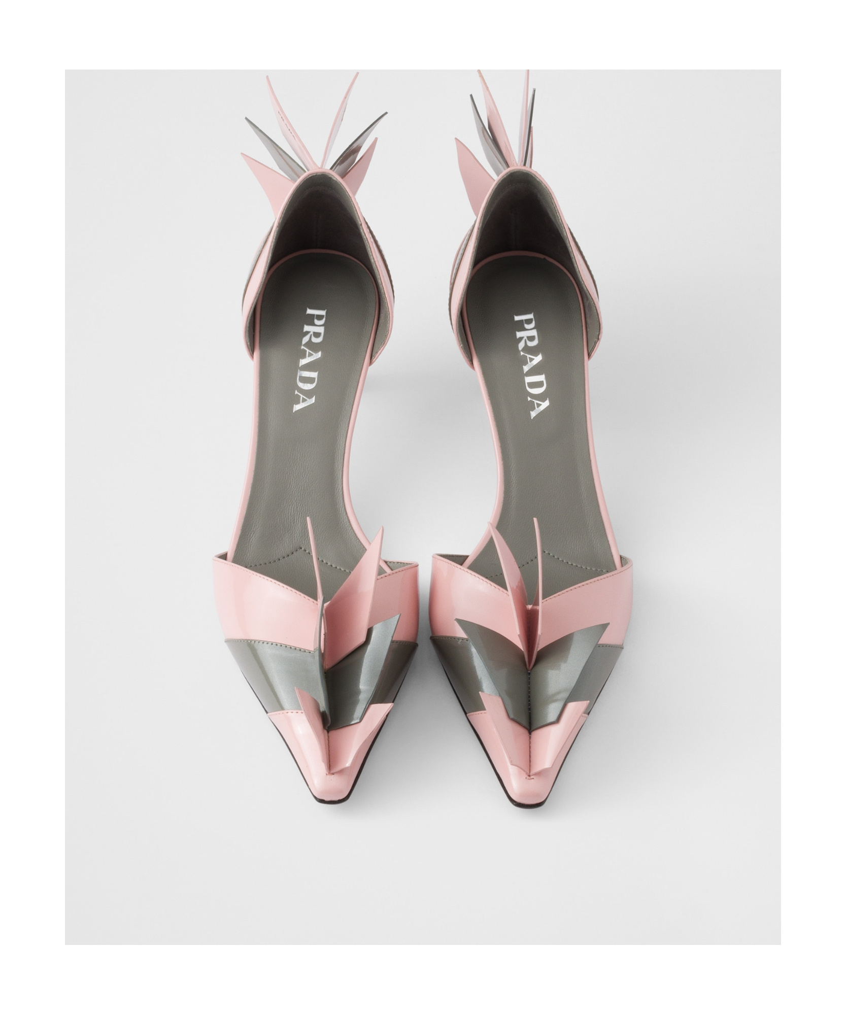 Prada Heel Pumps With Geometric Accents And Strappy Design In Pink