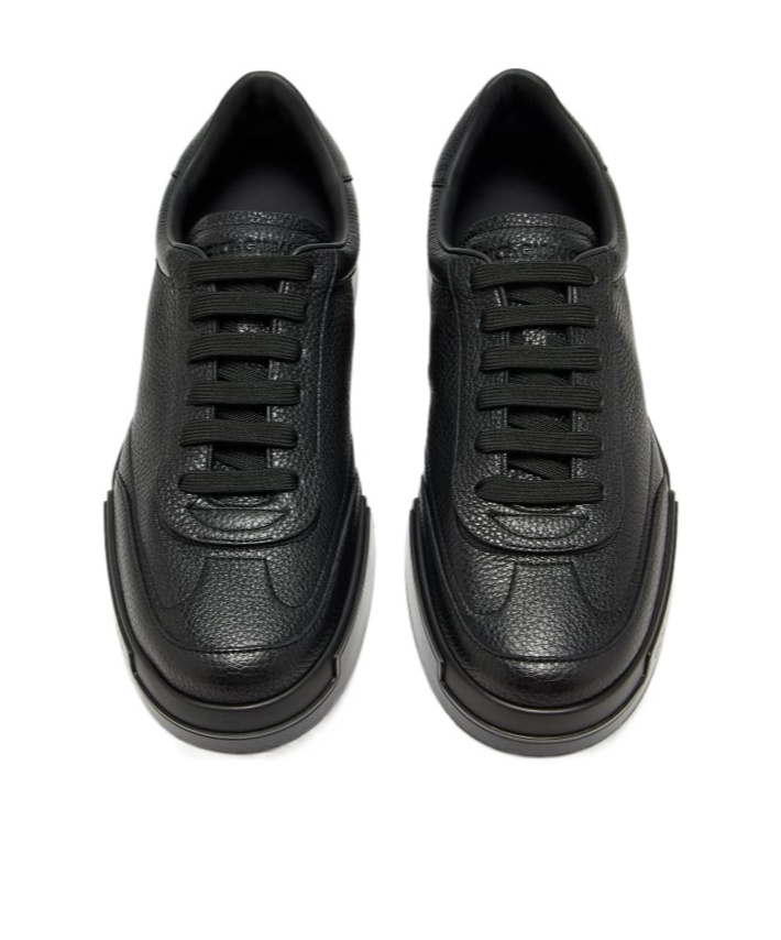 Dolce & Gabbana Gray Calfskin Portofino Yacht Sneakers In Black