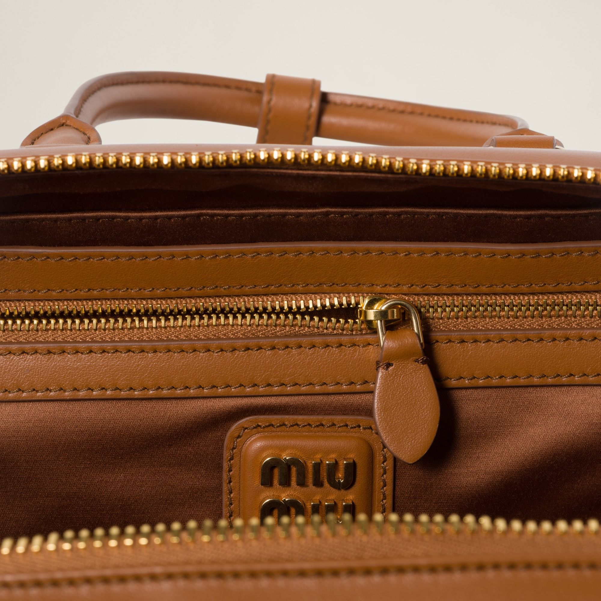 Miu Miu Arcadie Logo Shoulder Bag In Brown