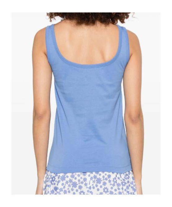 Marni Contemporary Blue Cotton Tank Top With Brushstroke Logo In Blue