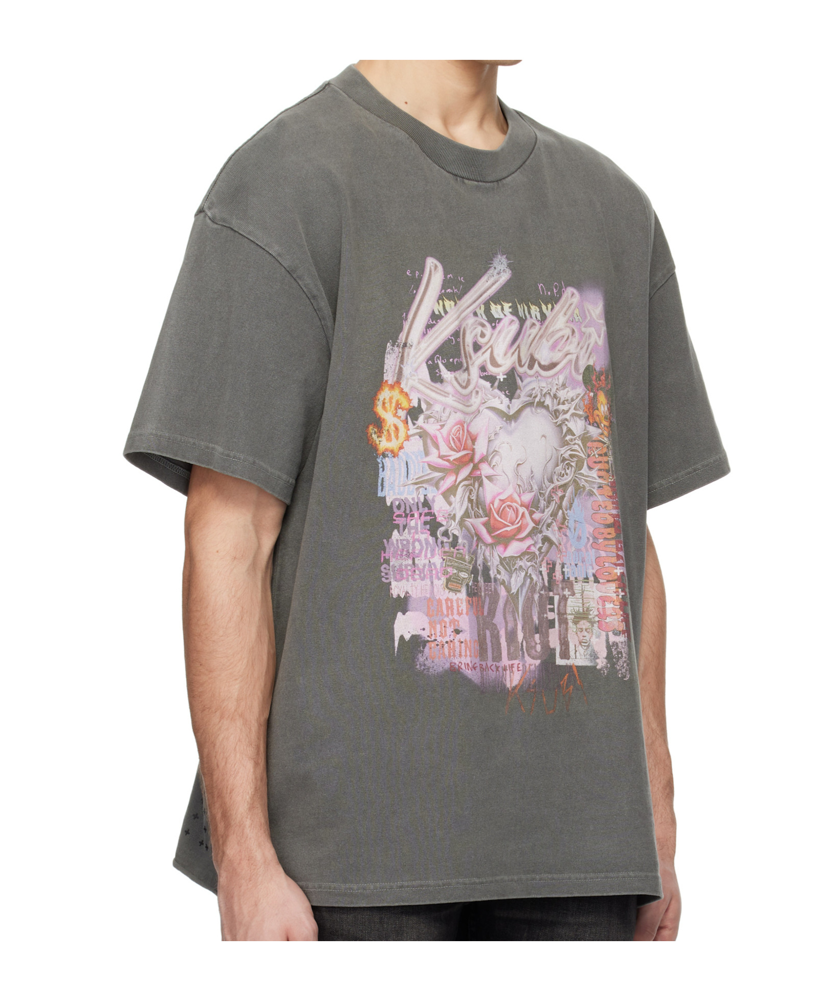 Shop Ksubi Sketch Ekcess T-shirt In Gray