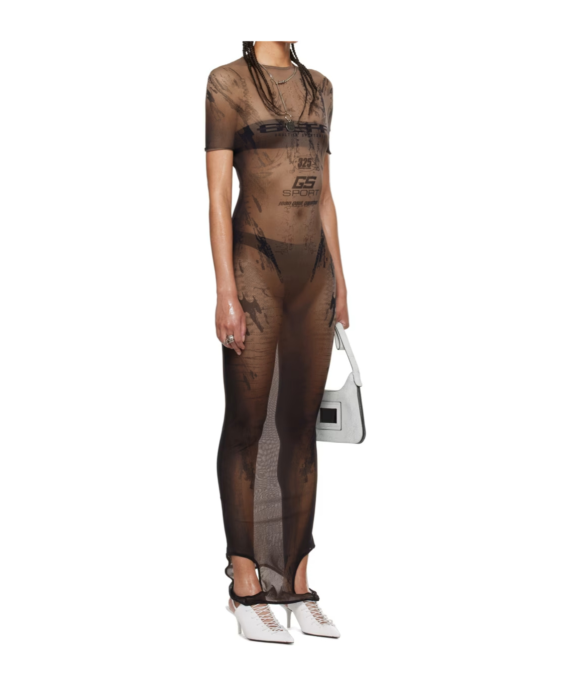 Jean Paul Gaultier Graphic Printed Maxi Dress In Black